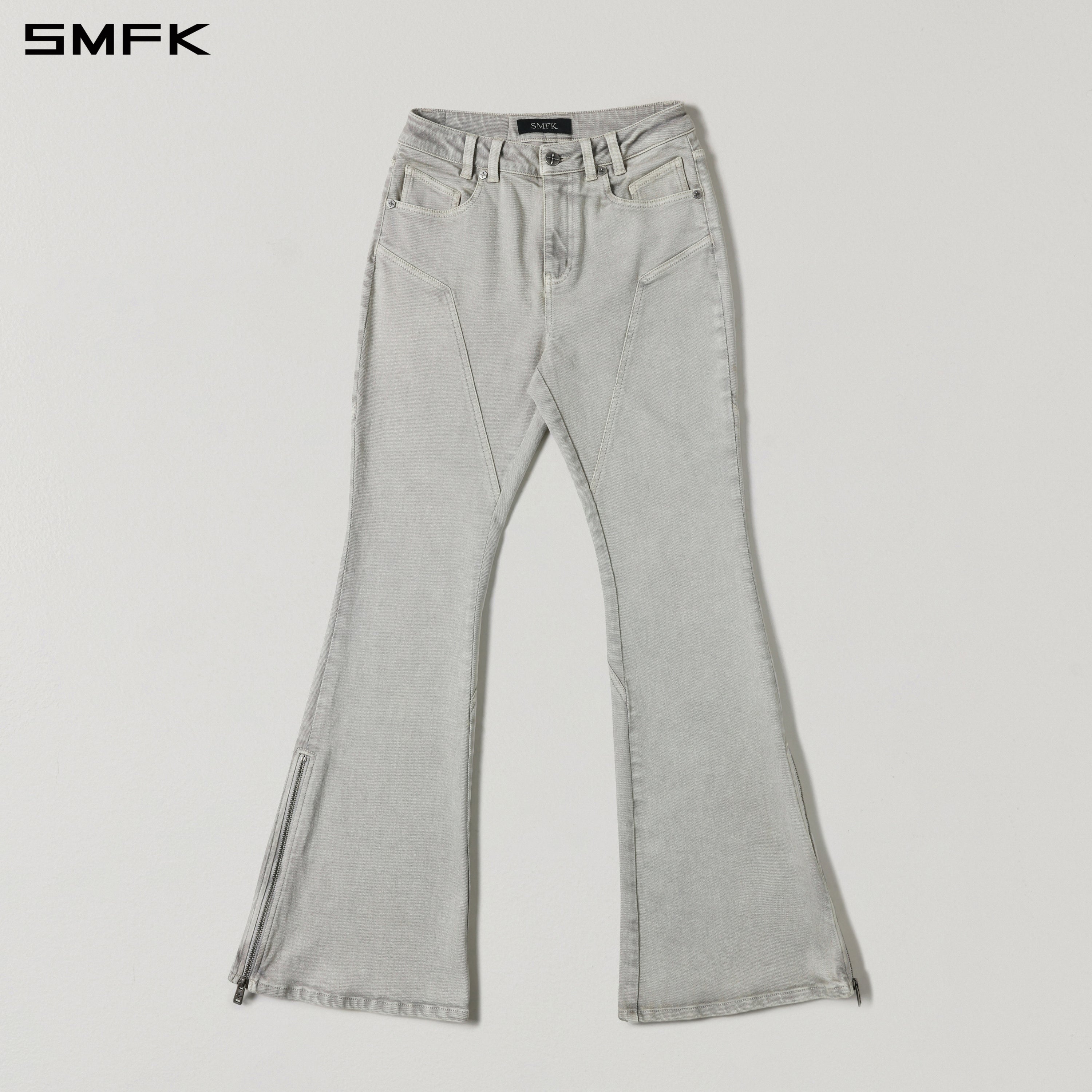 White Flared Elastic Jeans