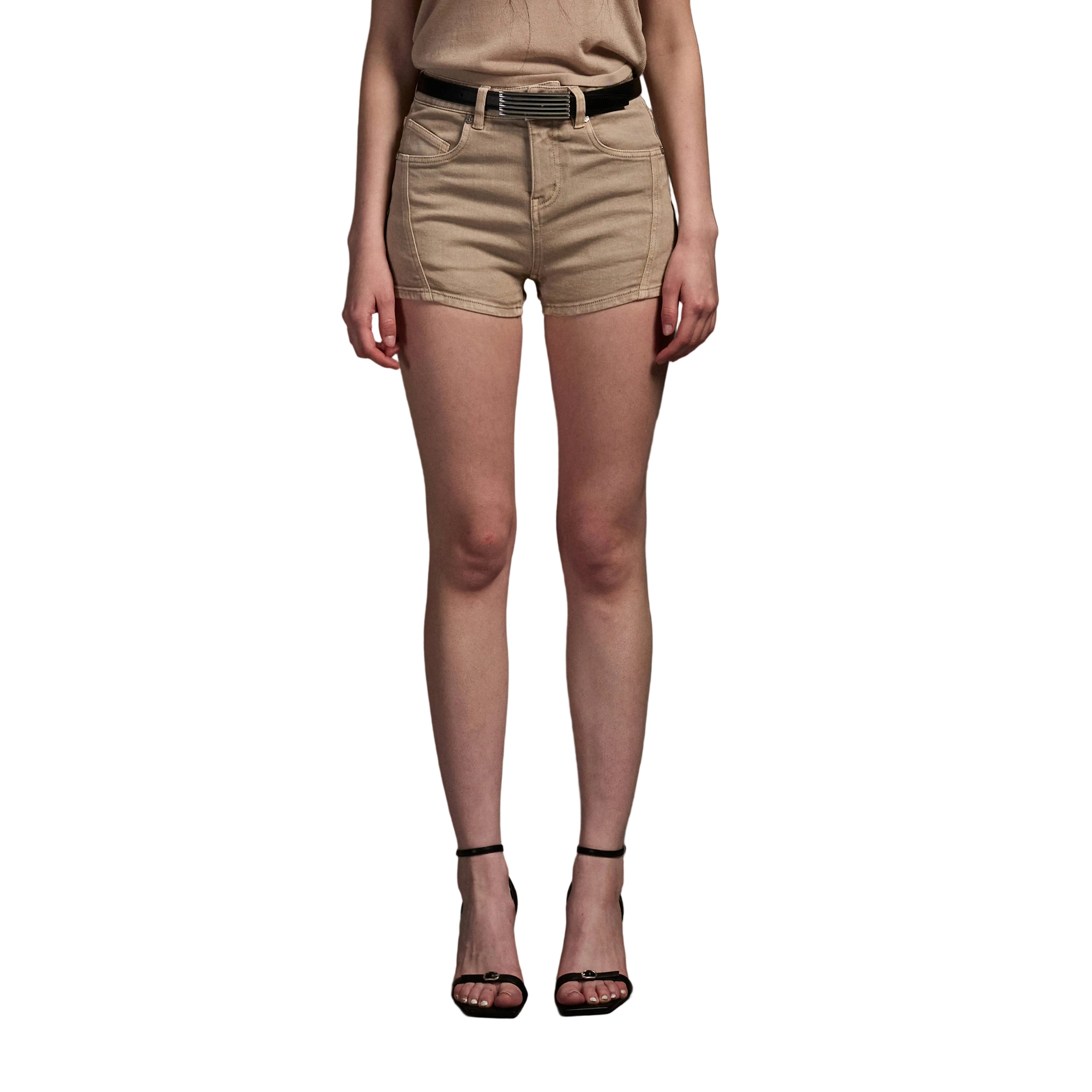 Stretch Denim Shorts in Skin Tone