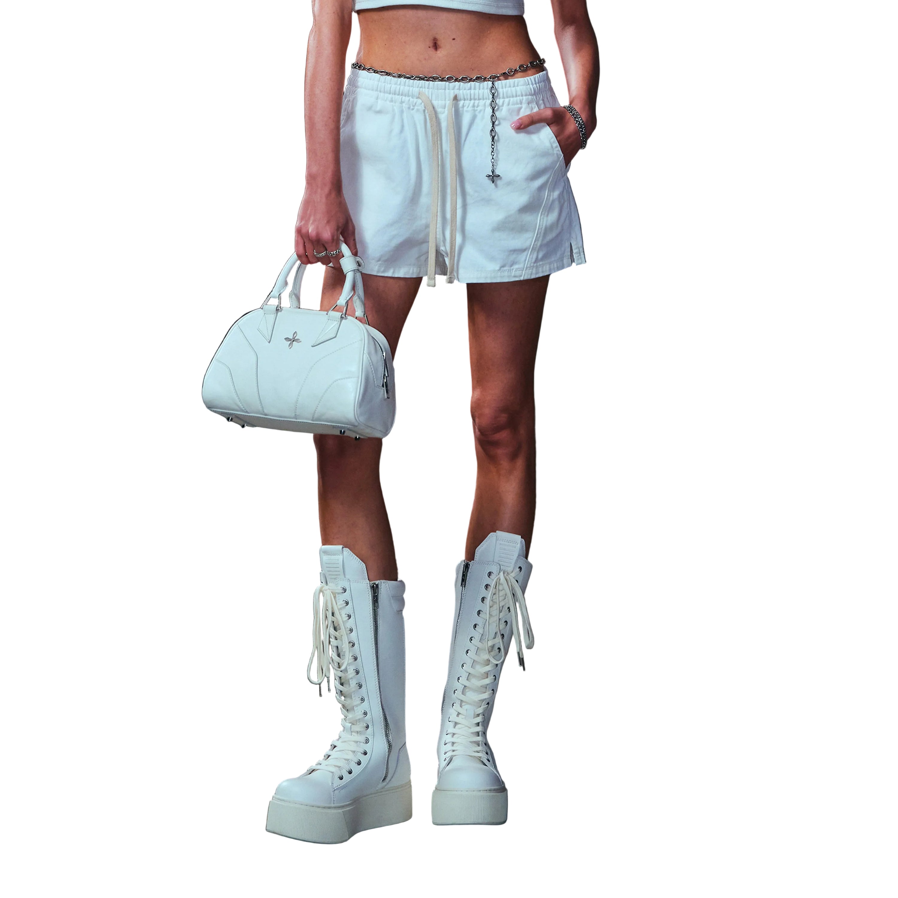 Compass Mode Rise-Up Shorts In Cloud White