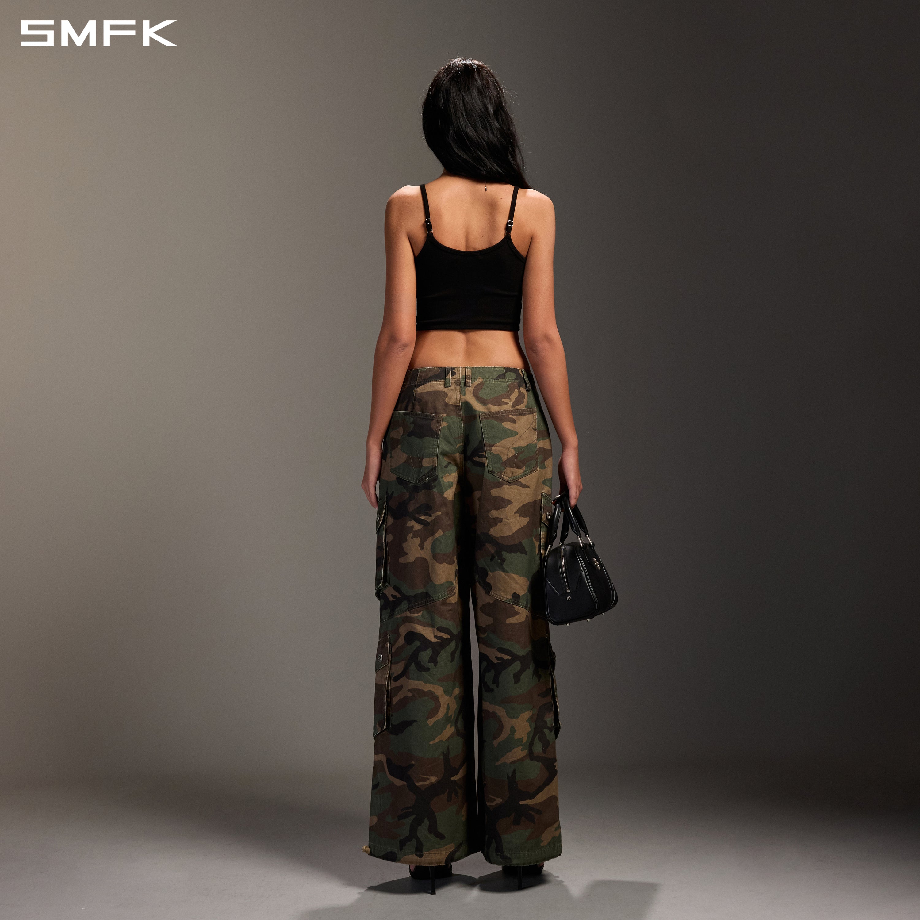 Retro Wide-Leg Cargo Pants in Green