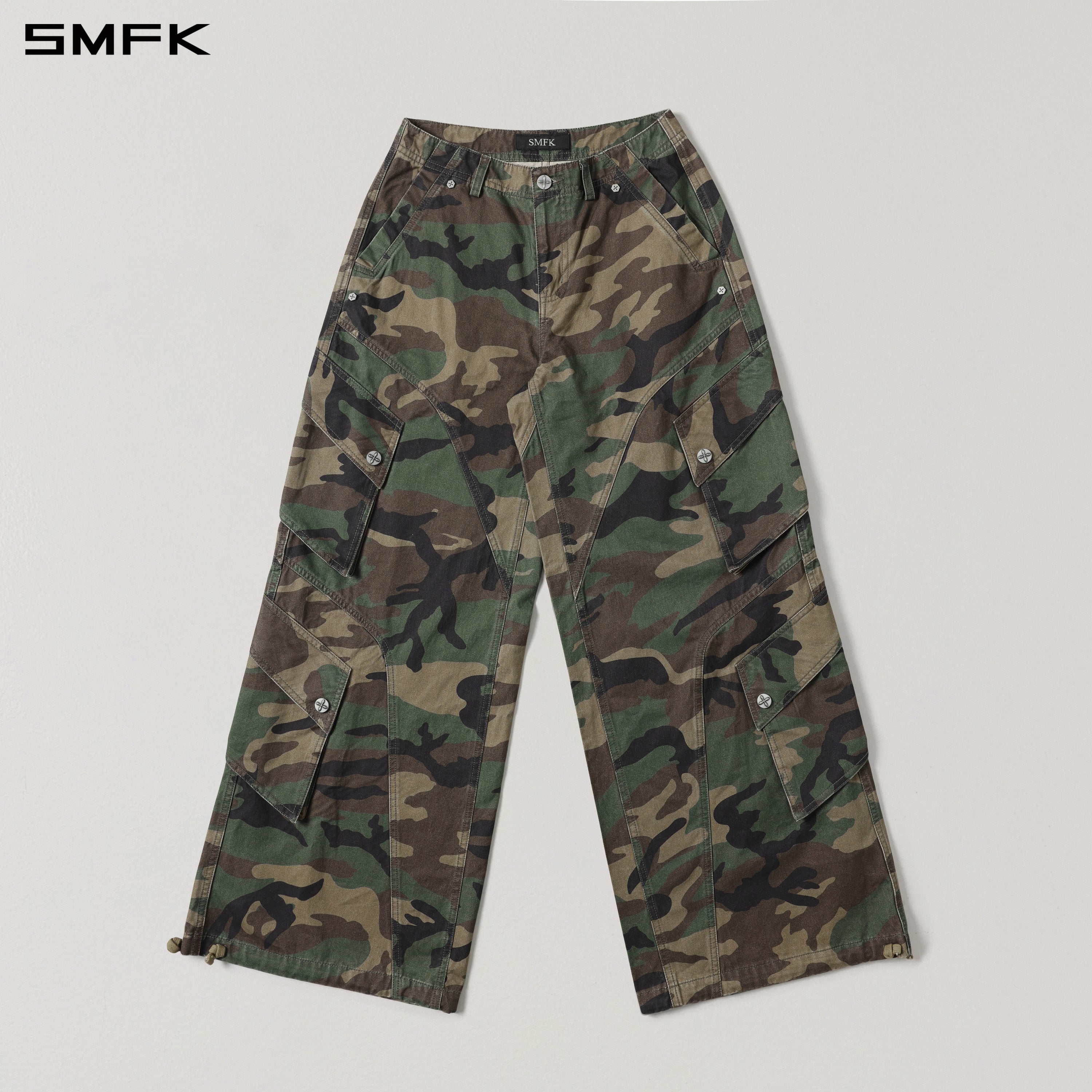 Retro Wide-Leg Cargo Pants in Green