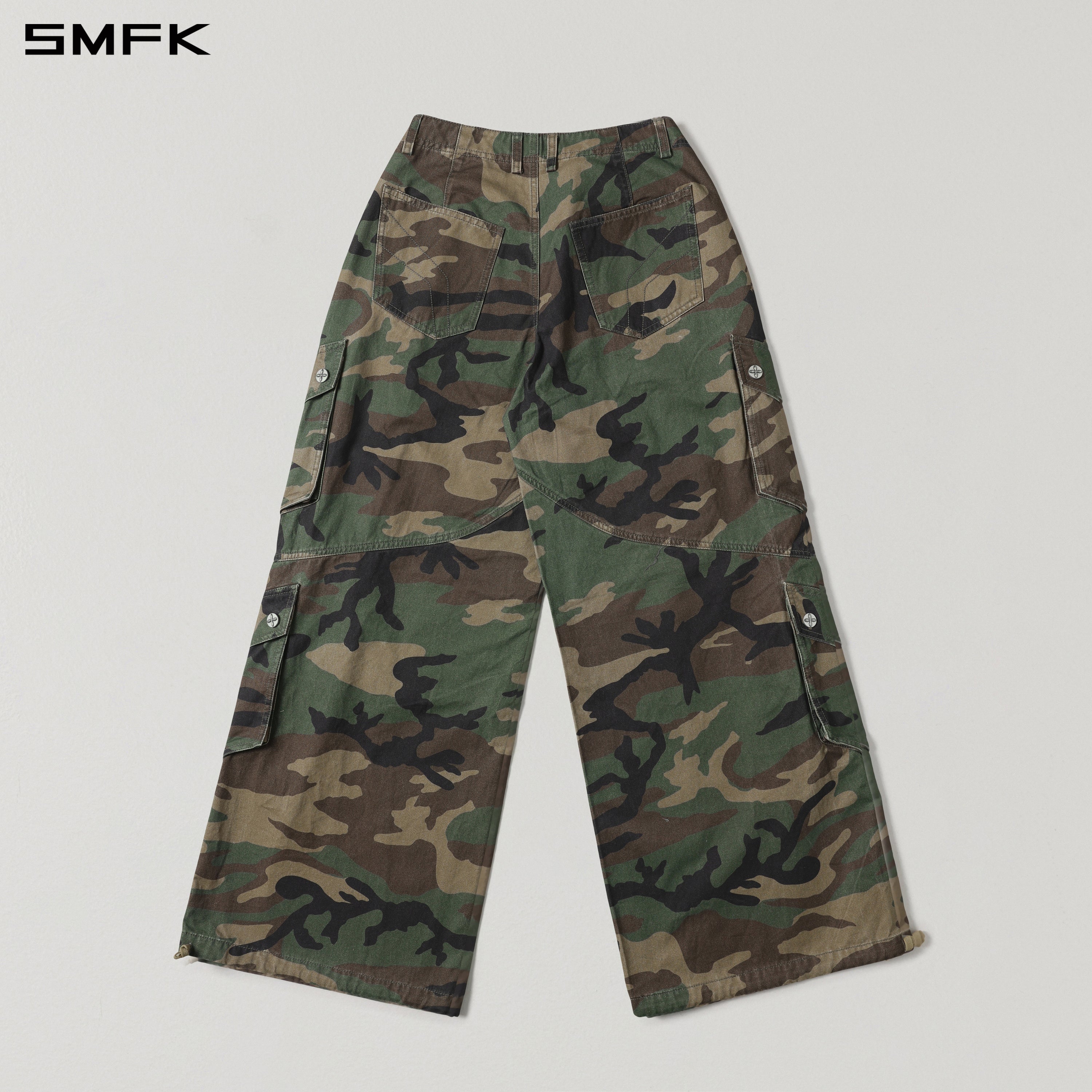 Retro Wide-Leg Cargo Pants in Green