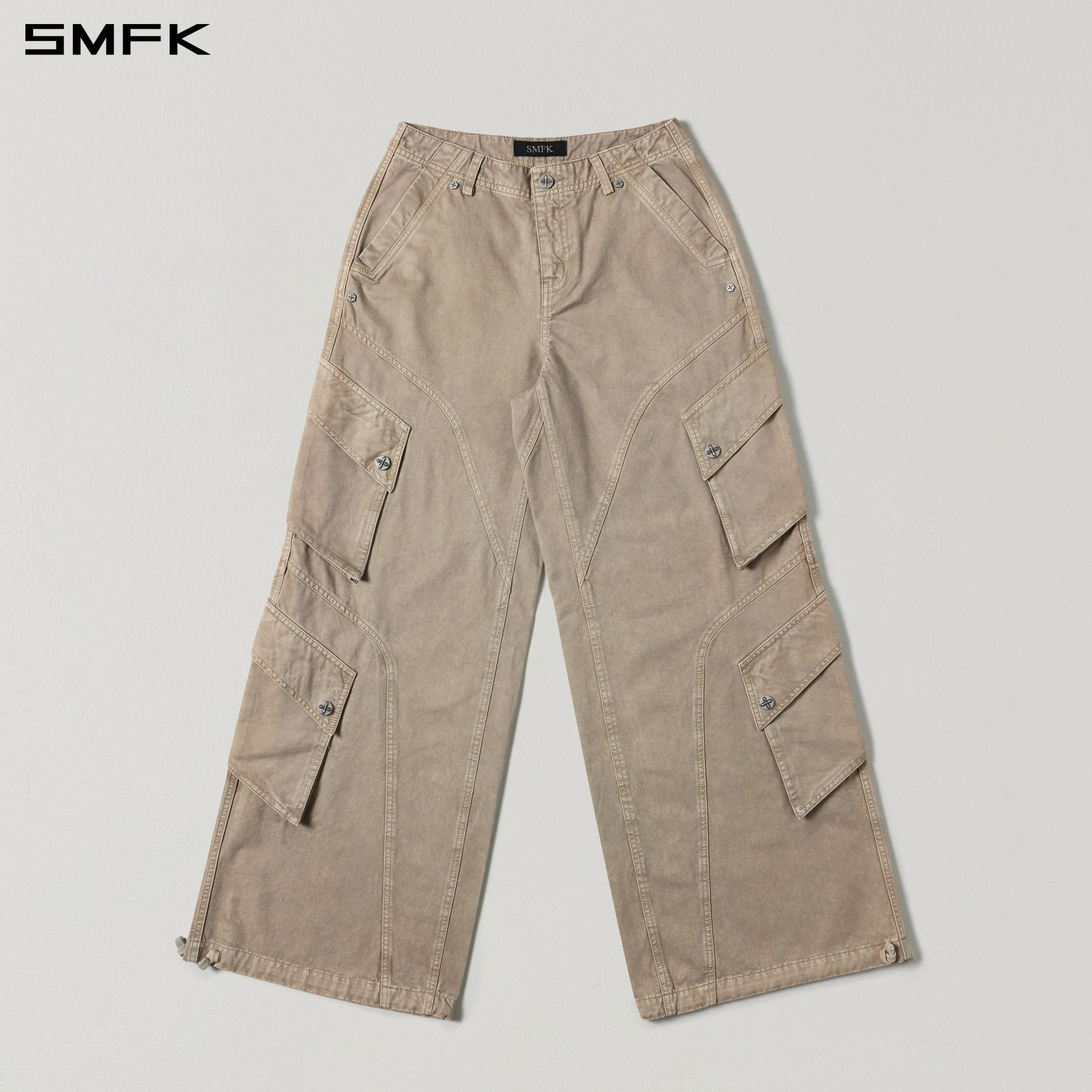 Retro Wide-Leg Cargo Pants in Skin Tone