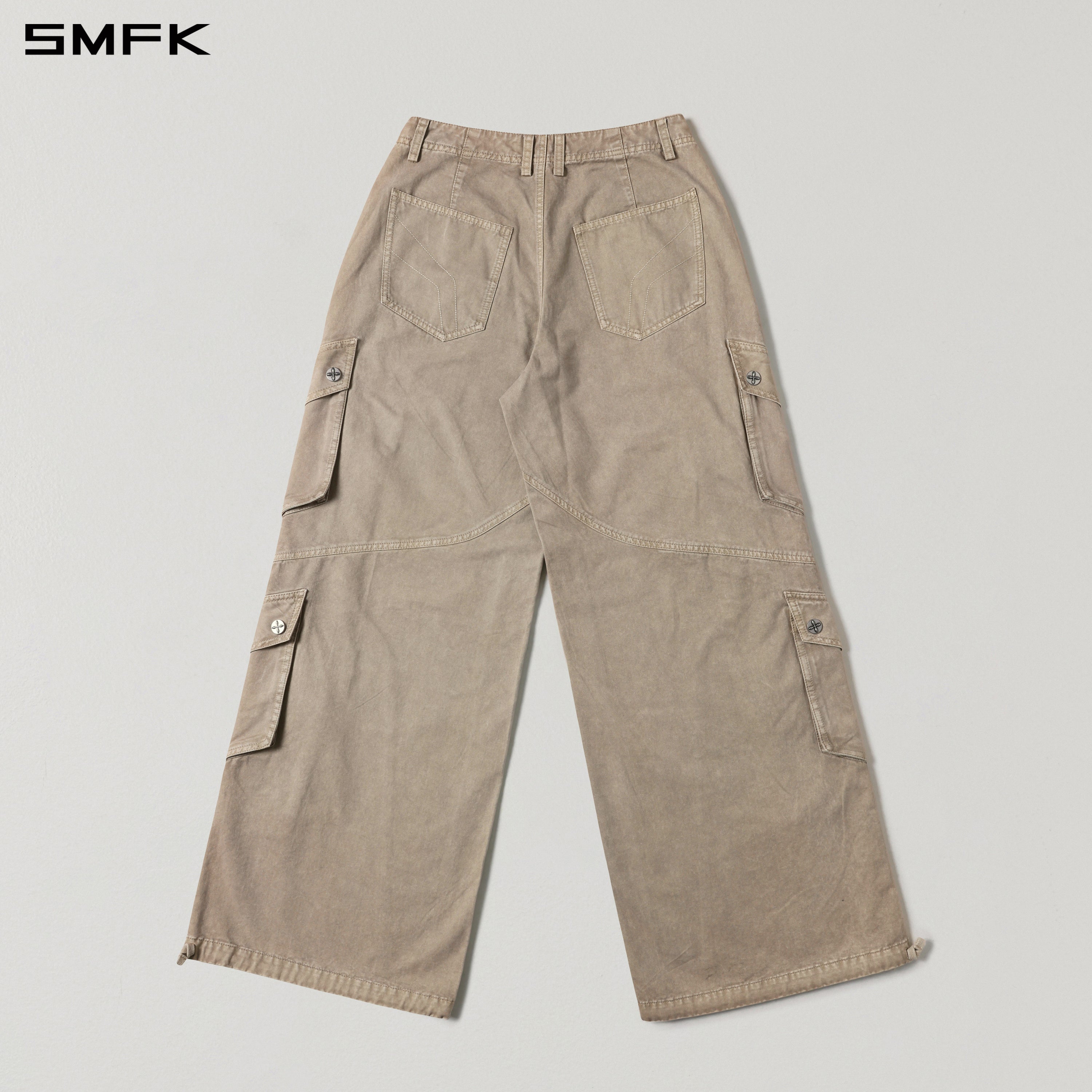 Retro Wide-Leg Cargo Pants in Skin Tone