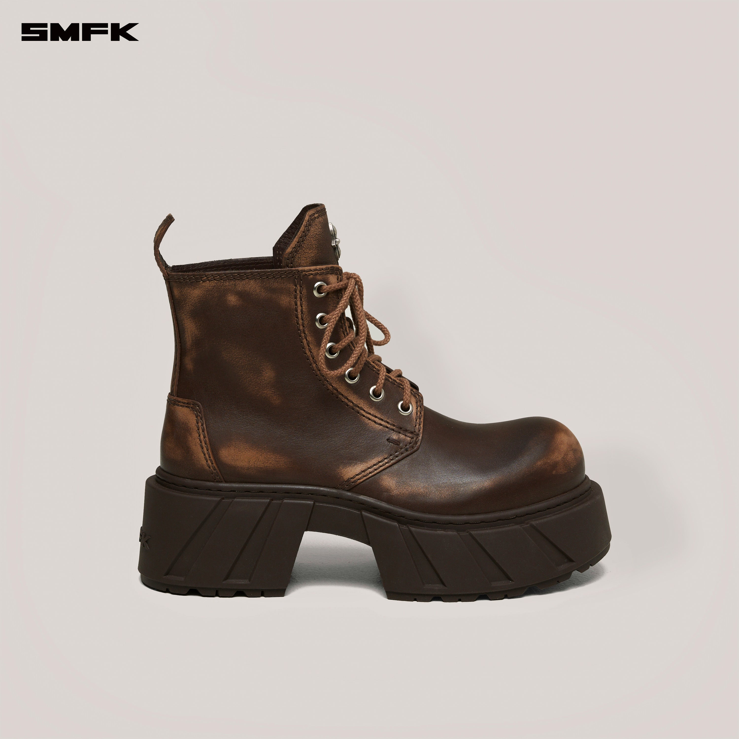 Future Mirage Leather Rider Boots In Brown Patina