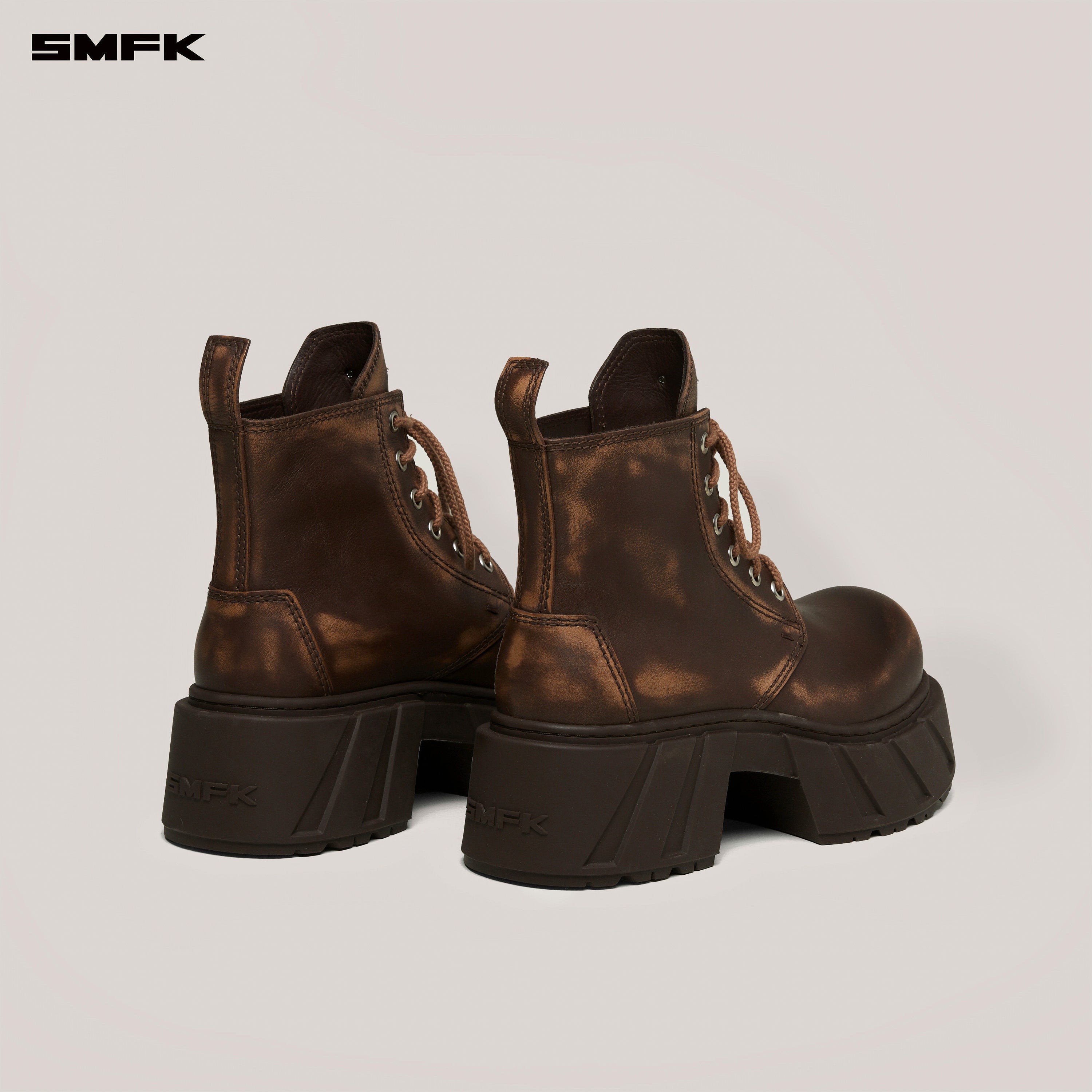 Future Mirage Leather Rider Boots In Brown Patina