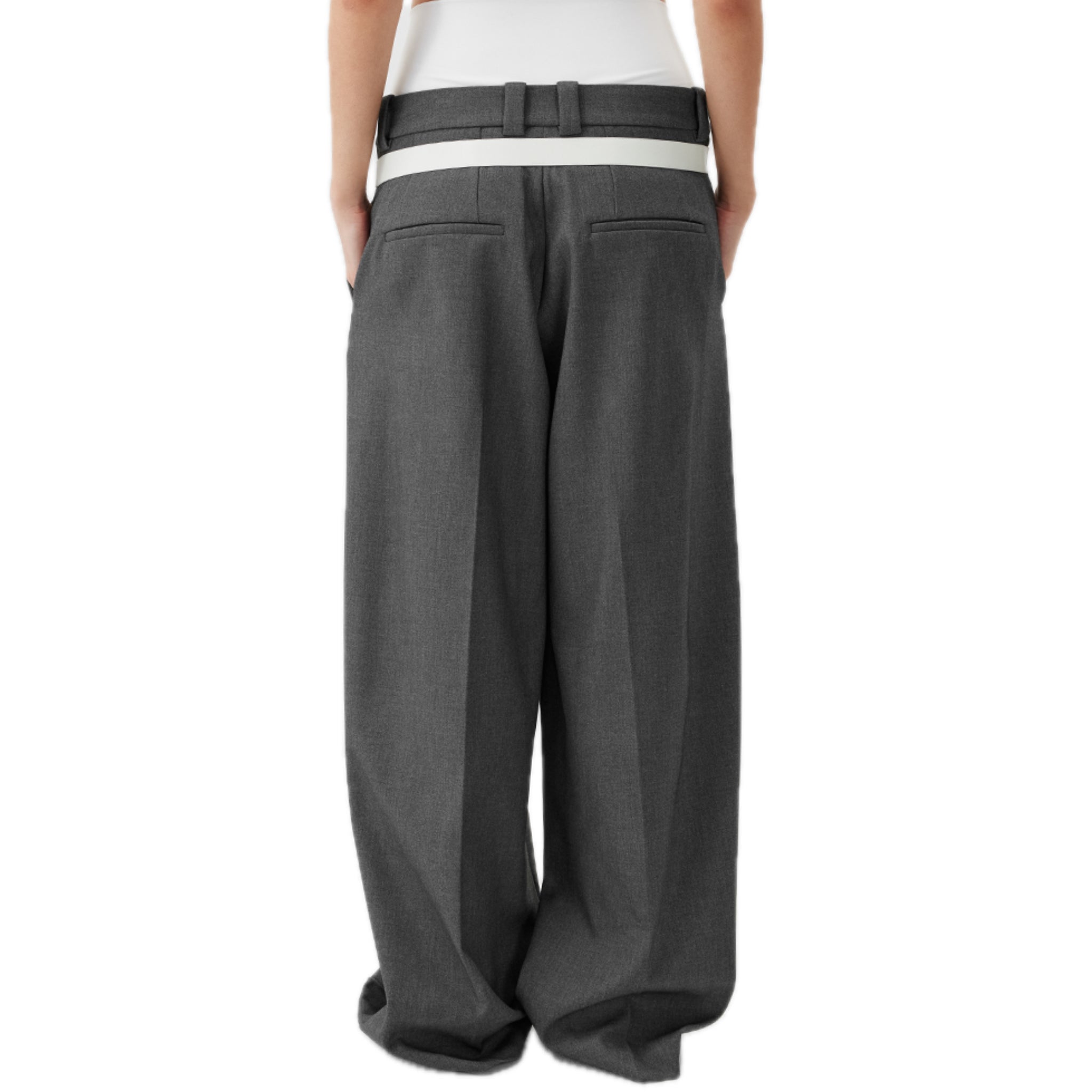 Double Silhouette Pinched Leg Trousers In Gray