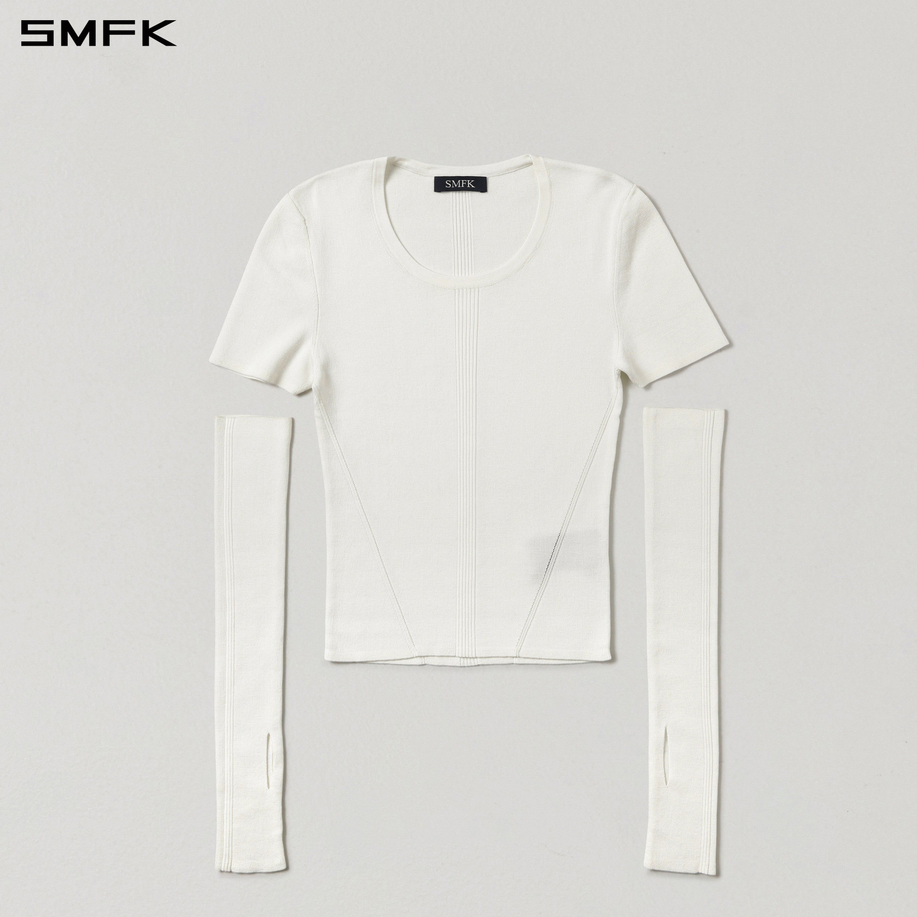 ホワイトのスリムフィットスリーブTシャツ
