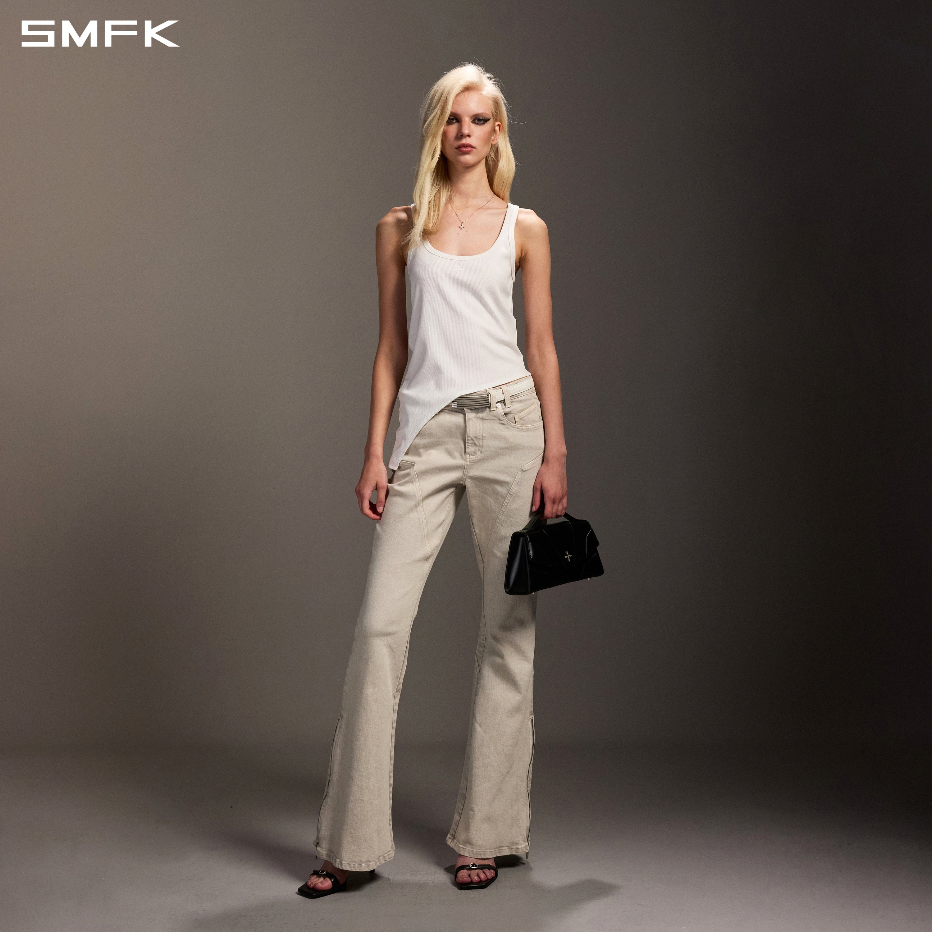 Asymmetrical Vest in White