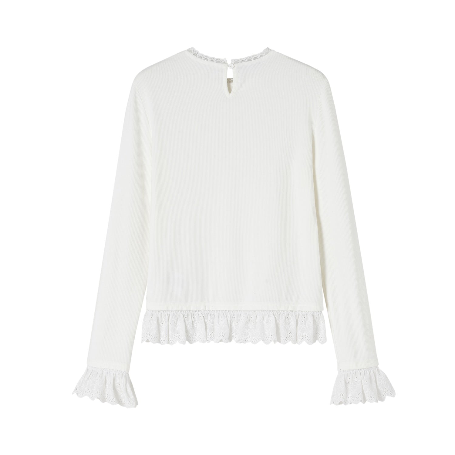 Petal Lace Warm Fleece Bottoming T-shirt