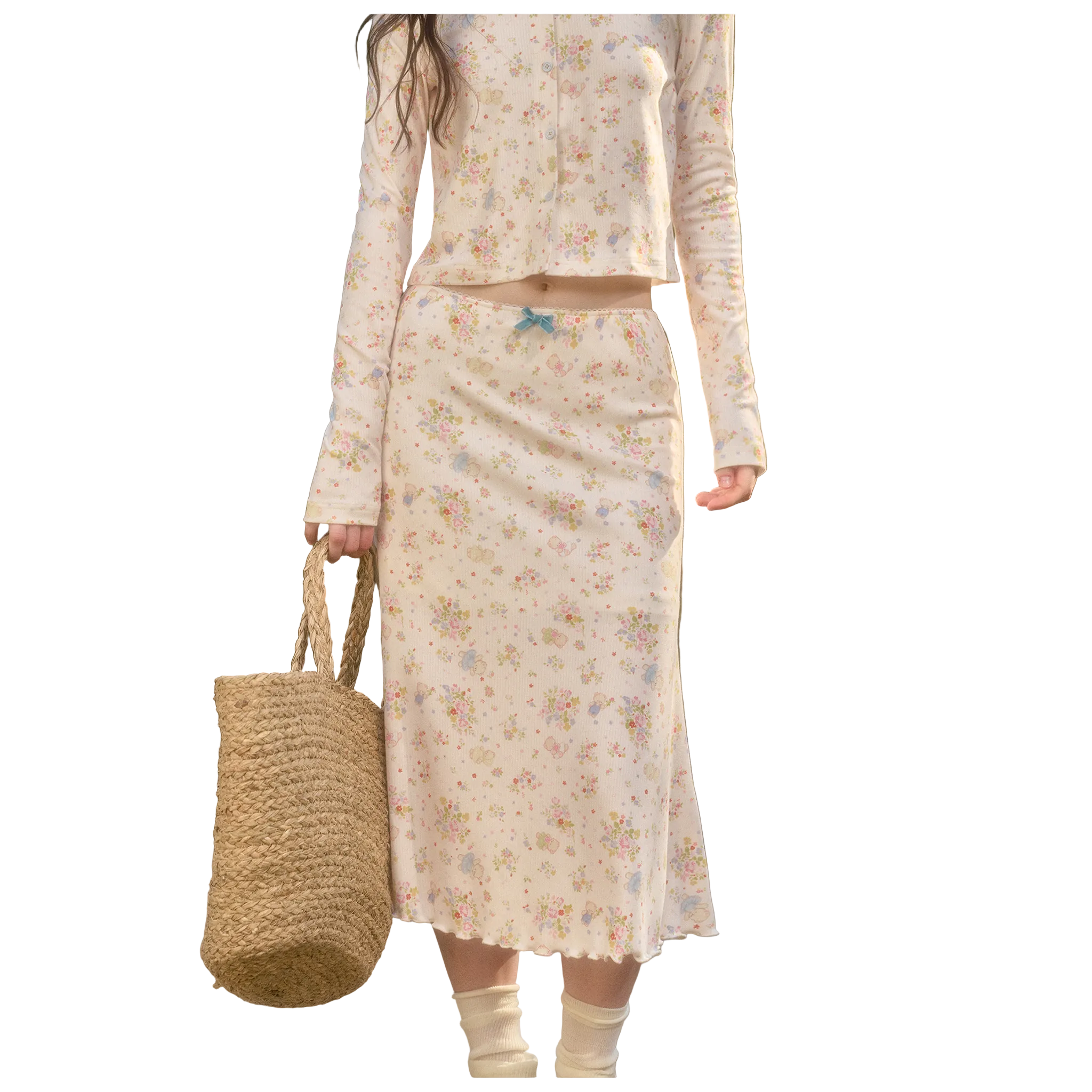 About The Teddy Bear - Patterned Beige Skirt