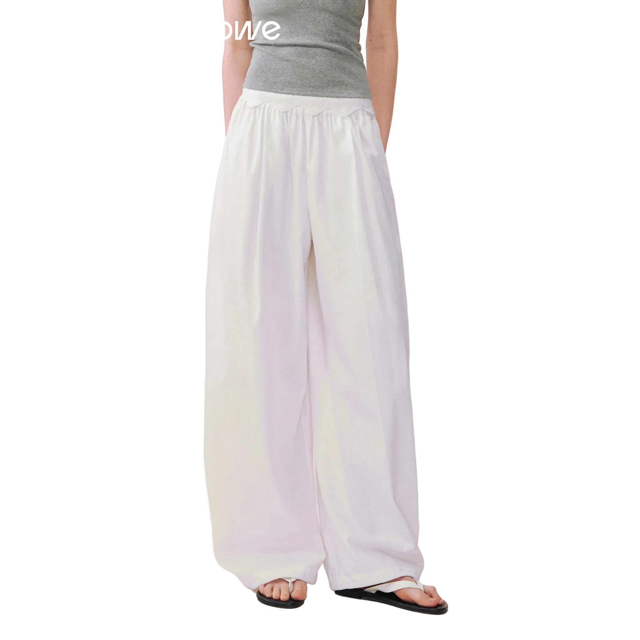 Breathable, Loose-fitting Casual Lantern Pants in White