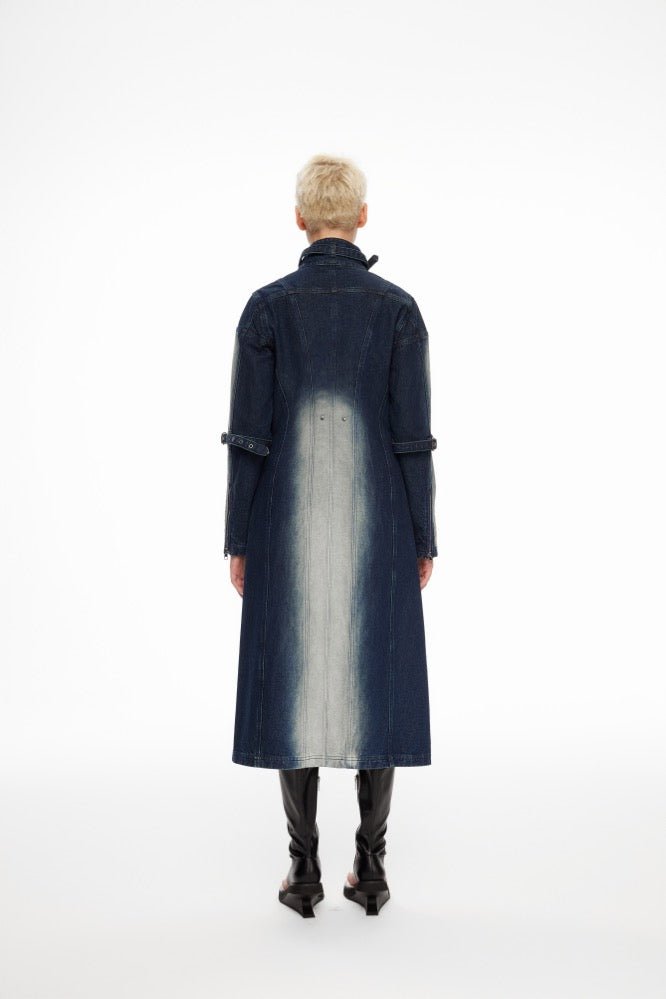 LOST IN ECHO Acid-wash Denim Coat with Split-line Buckle | MADA IN CHINA