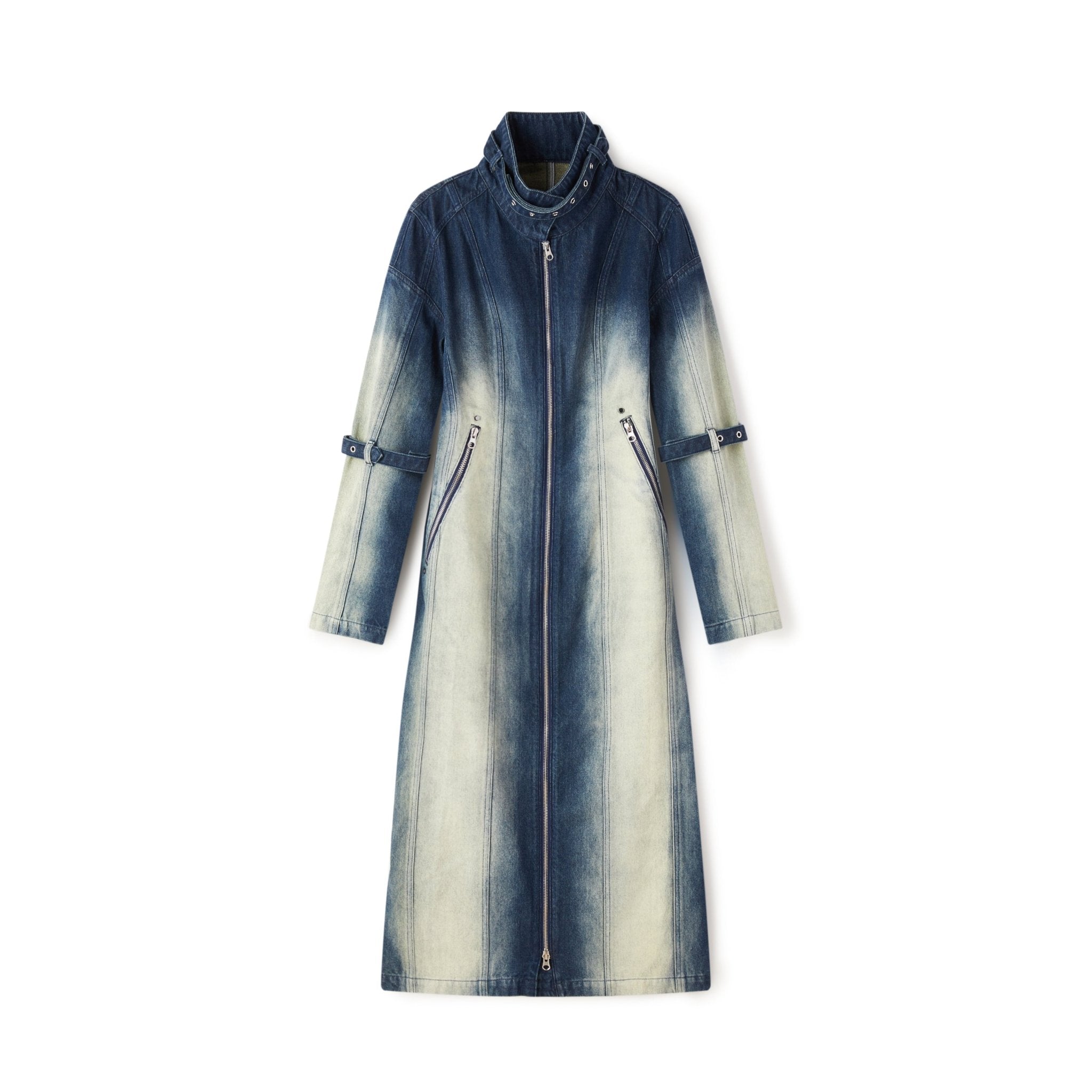 LOST IN ECHO Acid-wash Denim Coat with Split-line Buckle | MADA IN CHINA