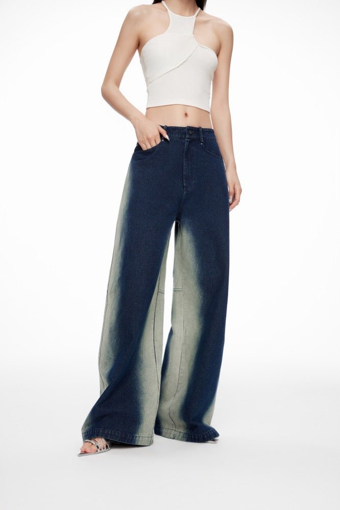 LOST IN ECHO Acid-washed Wide-leg Jeans with Large Pockets | MADA IN CHINA