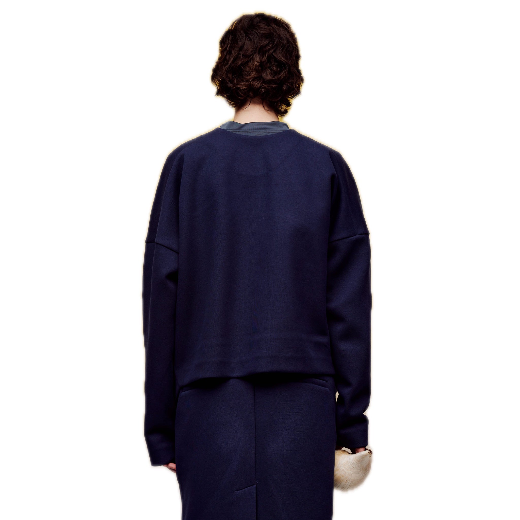 ilEWUOY Air Layer Cardigan Coat in Dark Blue | MADA IN CHINA