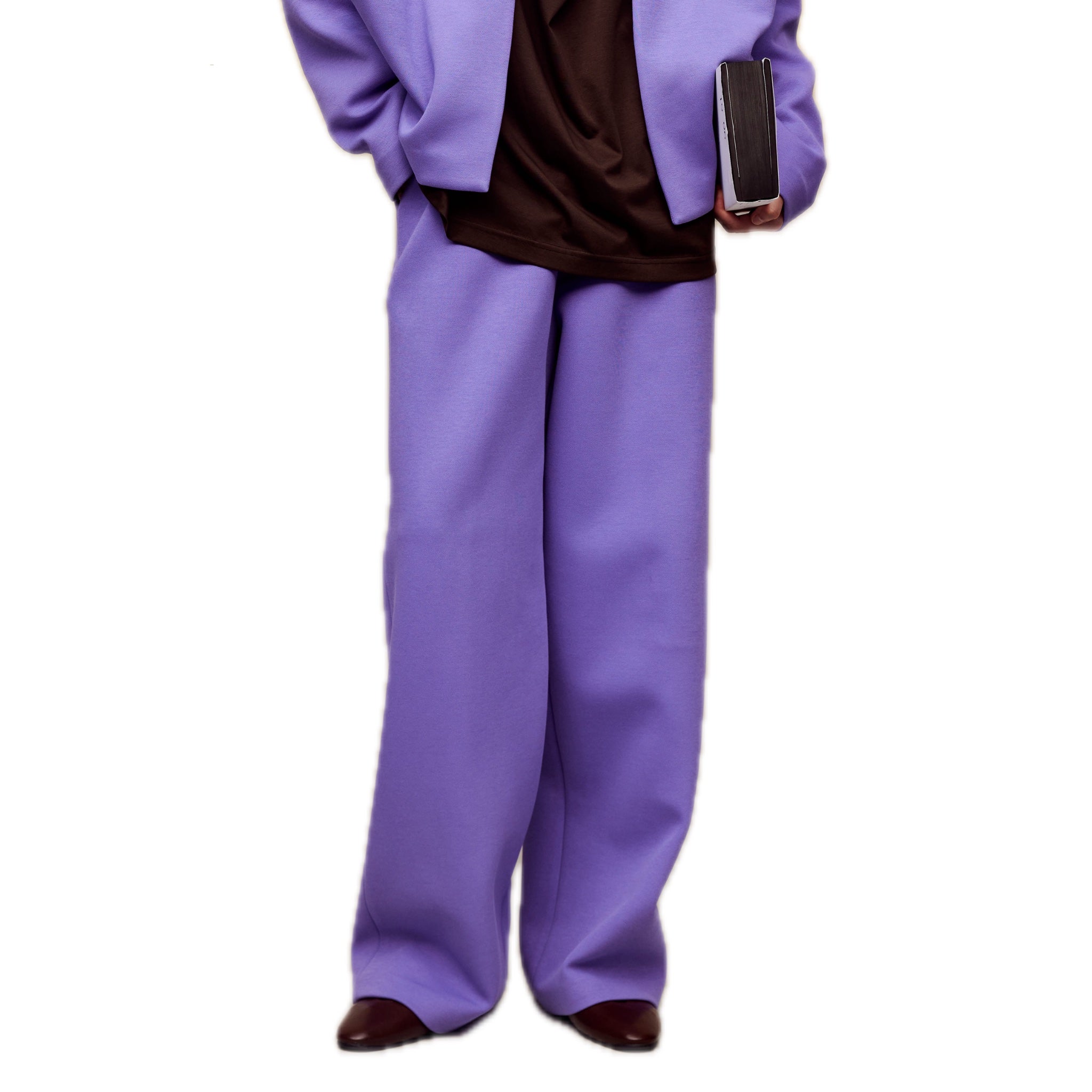 ilEWUOY Air Layer Double Waist Wide-leg Sweatpants in Purple | MADA IN CHINA