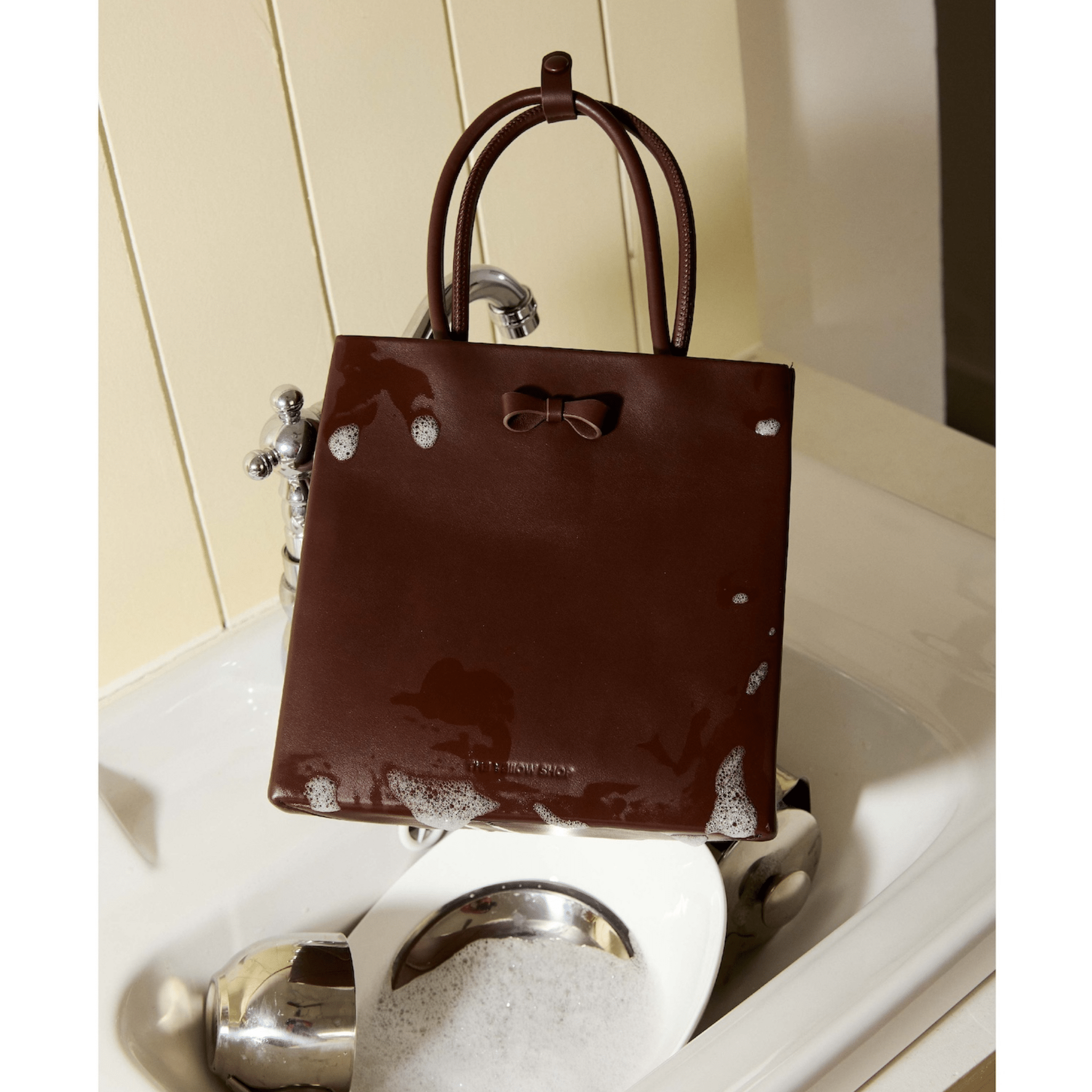 The Yellow Shop Alba Bow Tote Bag in Brown | MADAX