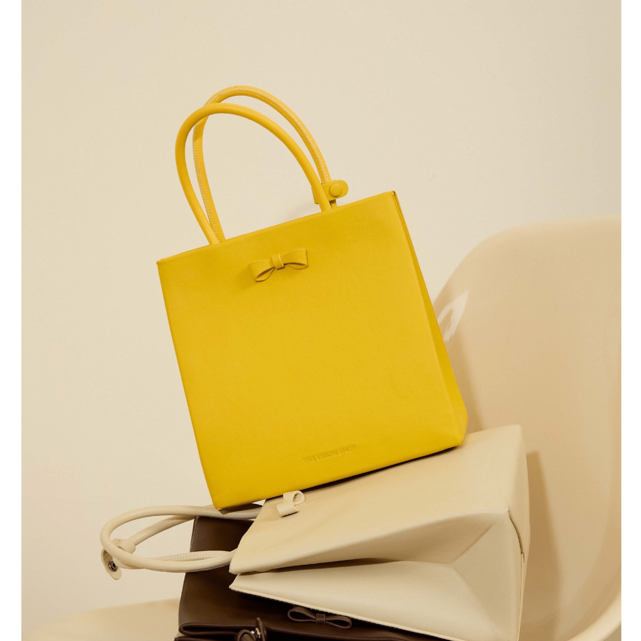The Yellow Shop Alba Bow Tote Bag in Lemon Yellow | MADAX