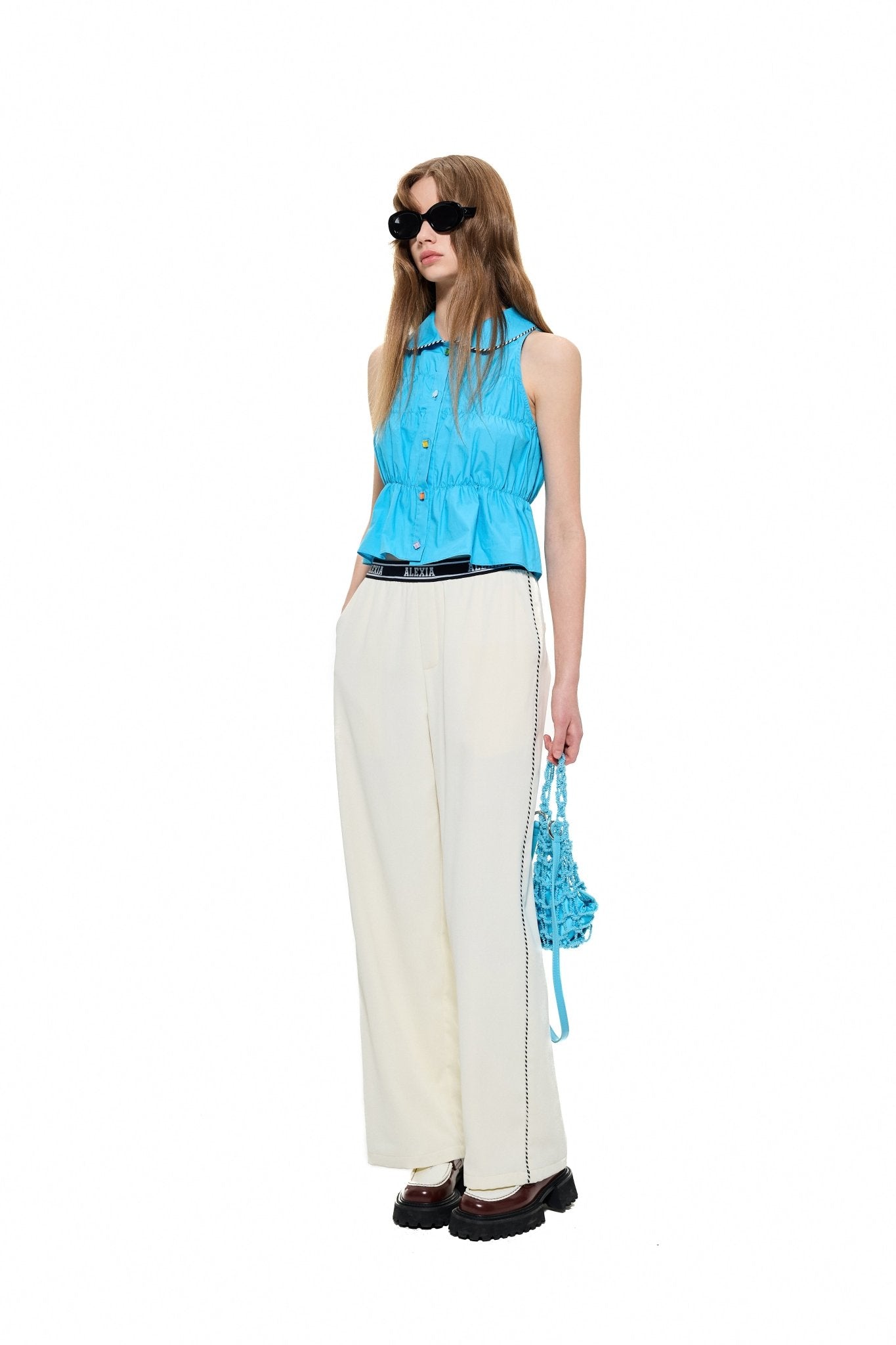 Alexia Sandra Alexia High - Waist Wide - Leg Trousers in White | MADA IN CHINA