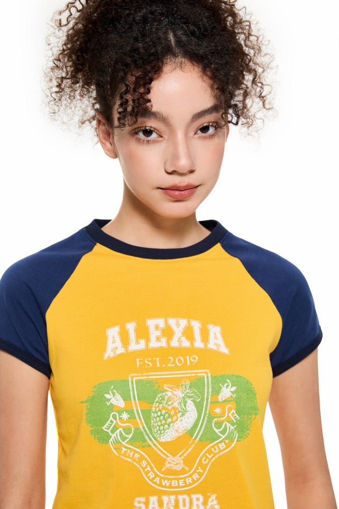 Alexia Sandra Alexia Strawberry Cropped T - Shirt in Yellow | MADA IN CHINA