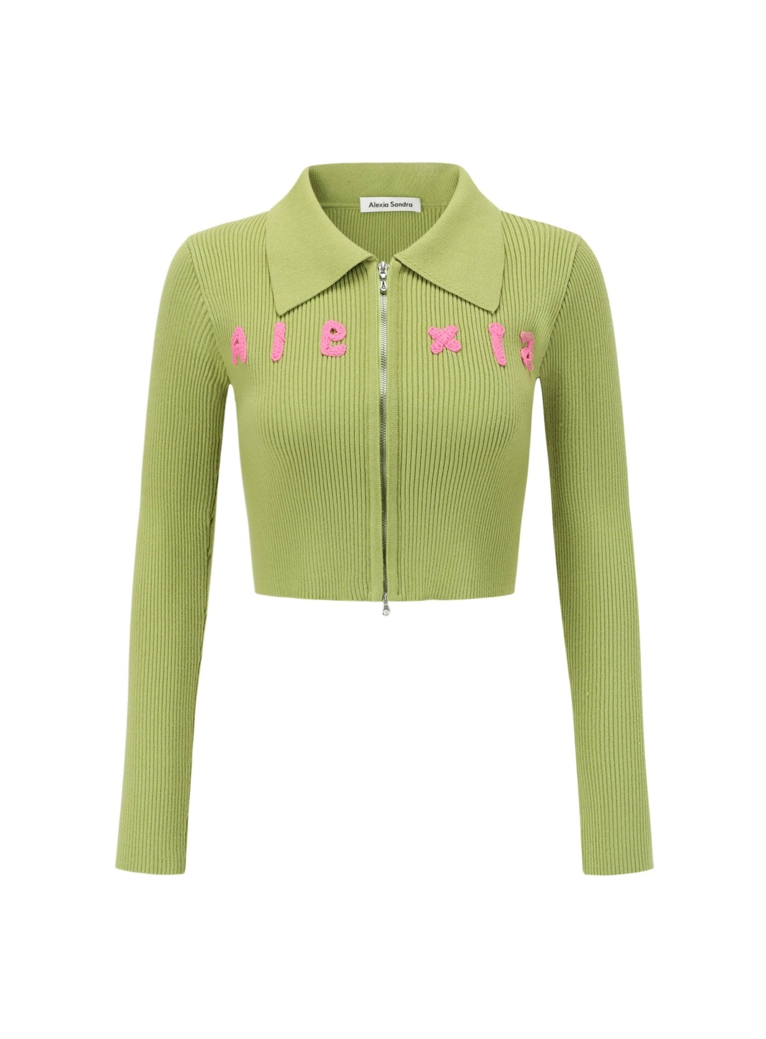 ALEXIA SANDRA Alexia Zipped Knitted Cardigan Green | MADA IN CHINA