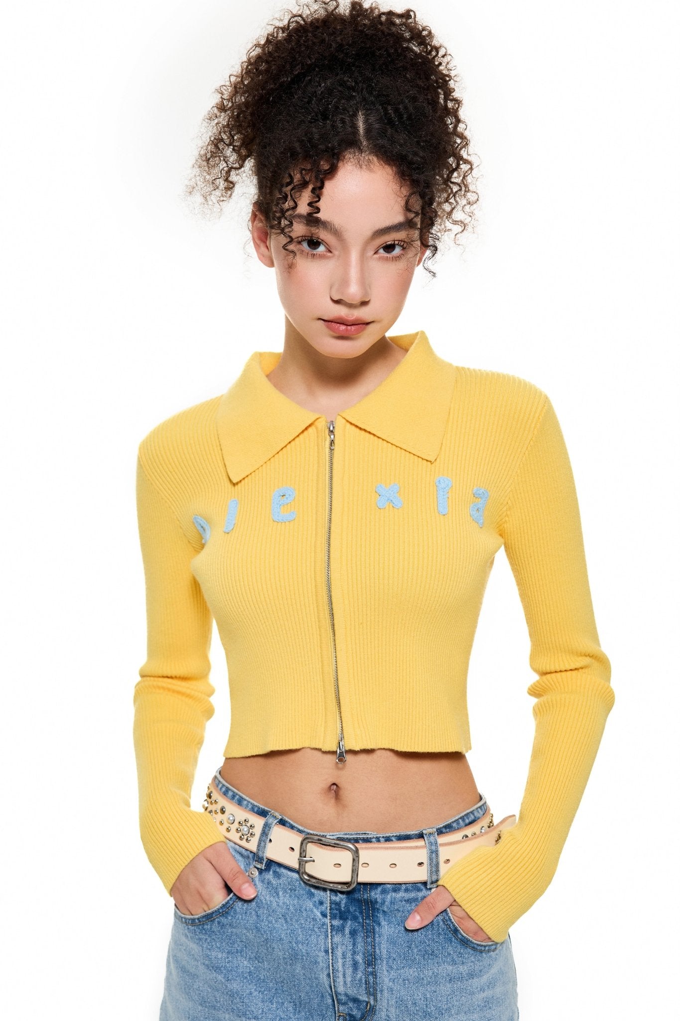 ALEXIA SANDRA Alexia Zipped Knitted Cardigan Yellow | MADA IN CHINA