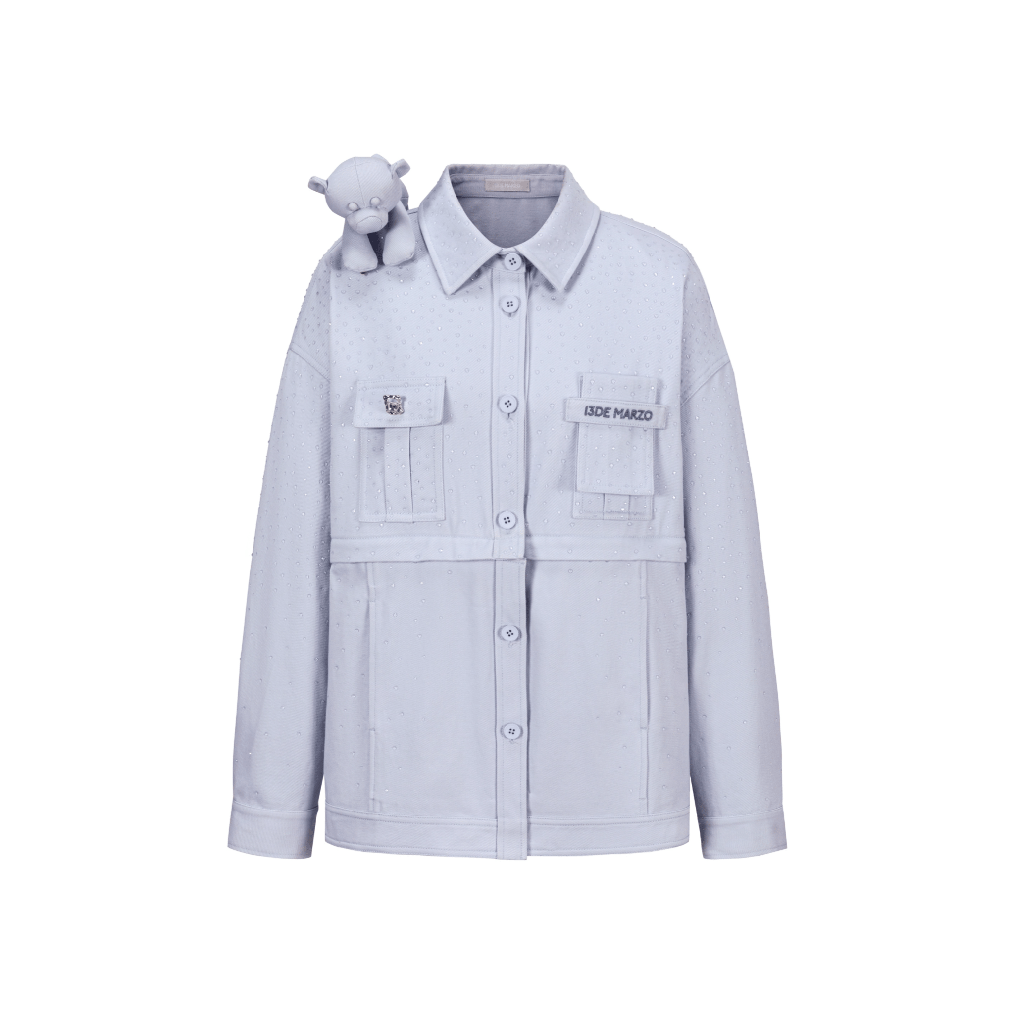 13DE MARZO All - over Faux Rhinestone Shirt in Blue | MADAX