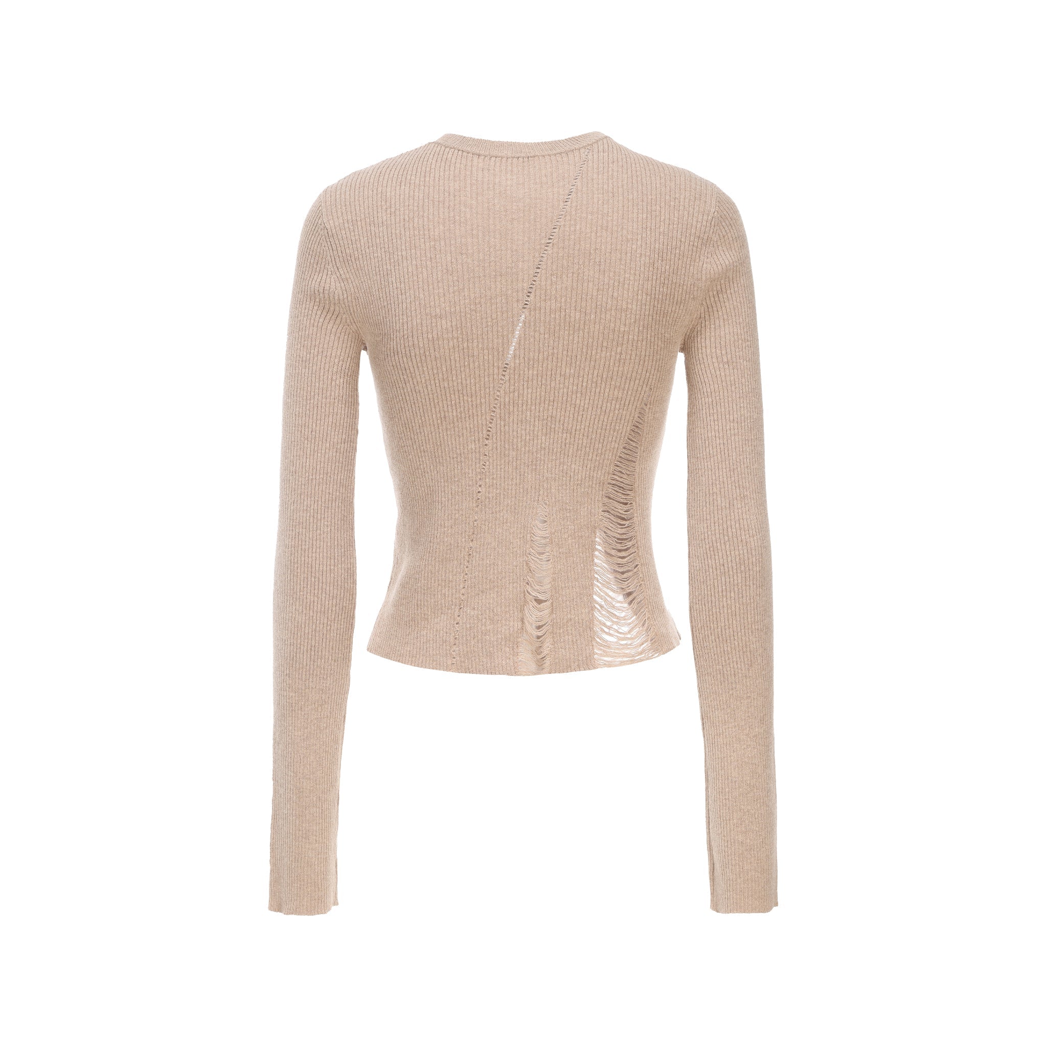 ELYWOOD Almond Knit Destruction Top | MADA IN CHINA