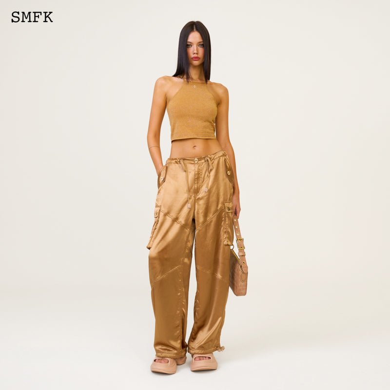 SMFK Ancient Myth Gold Snake Satin Vintage Paratrooper Pants | MADA IN CHINA