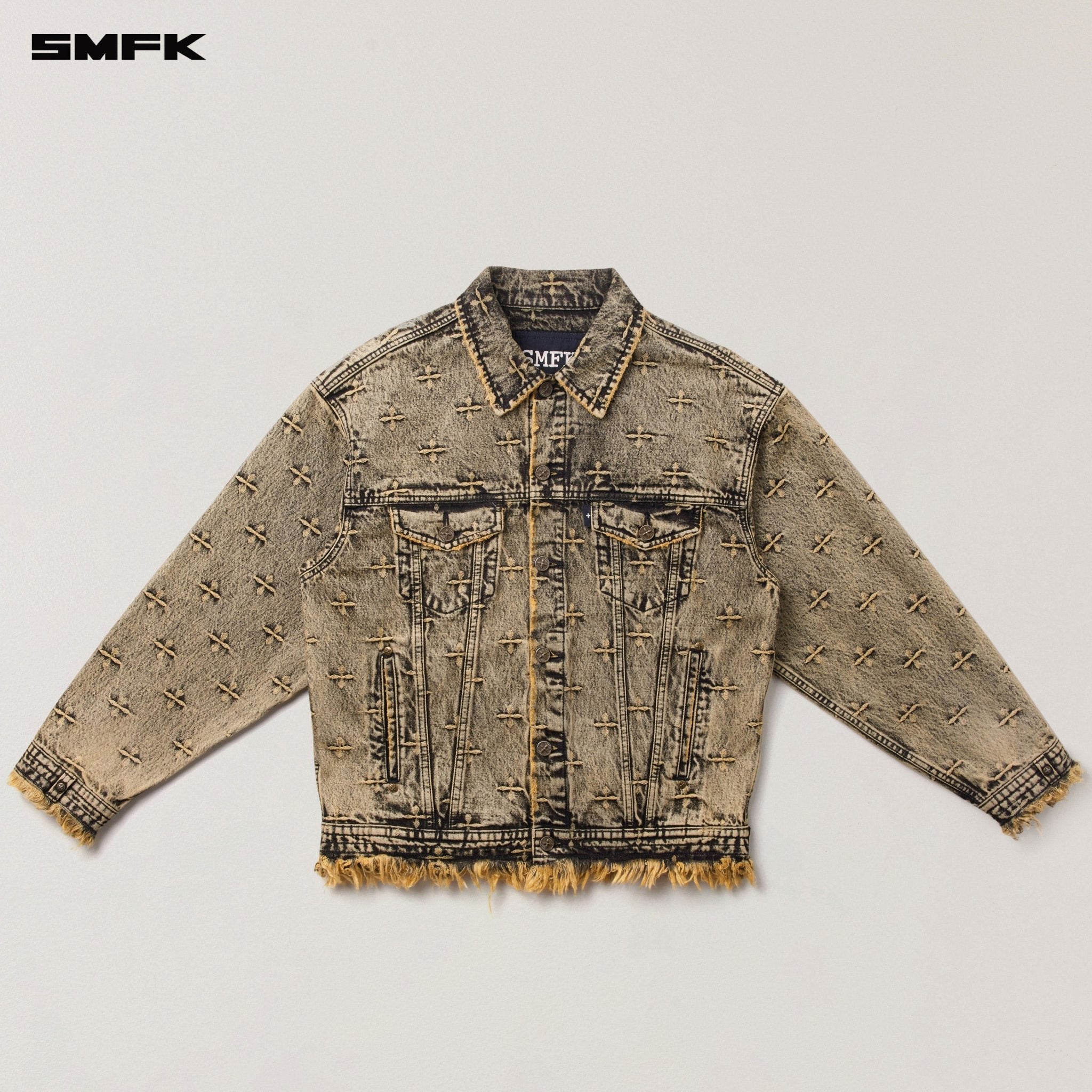 SMFK Ancient Myth Storm Garden Oversized Denim Jacket In Storm Garden (Yellow) | MADAX