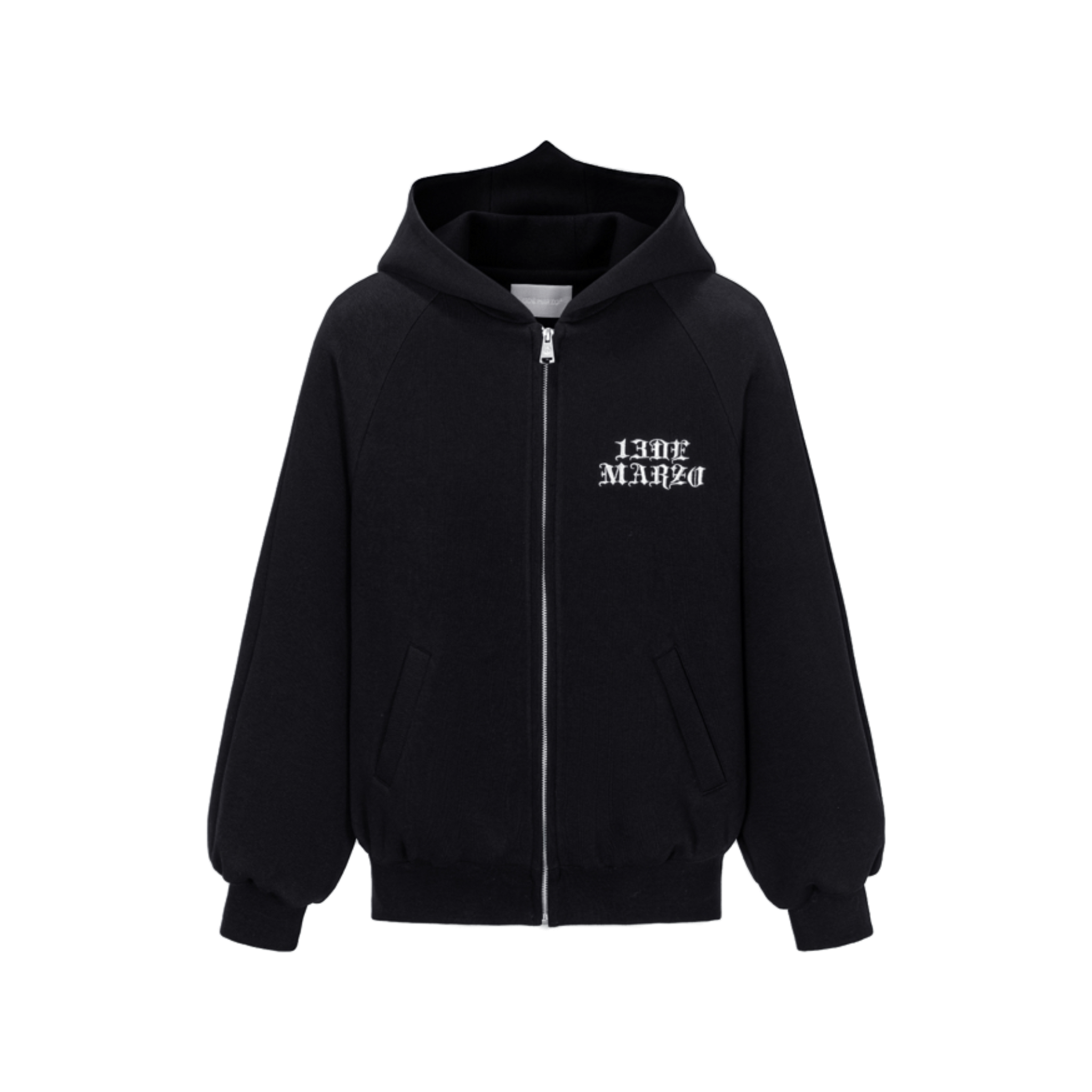 13DE MARZO Angel Devil Bear Tweed Hoodie in Black | MADAX