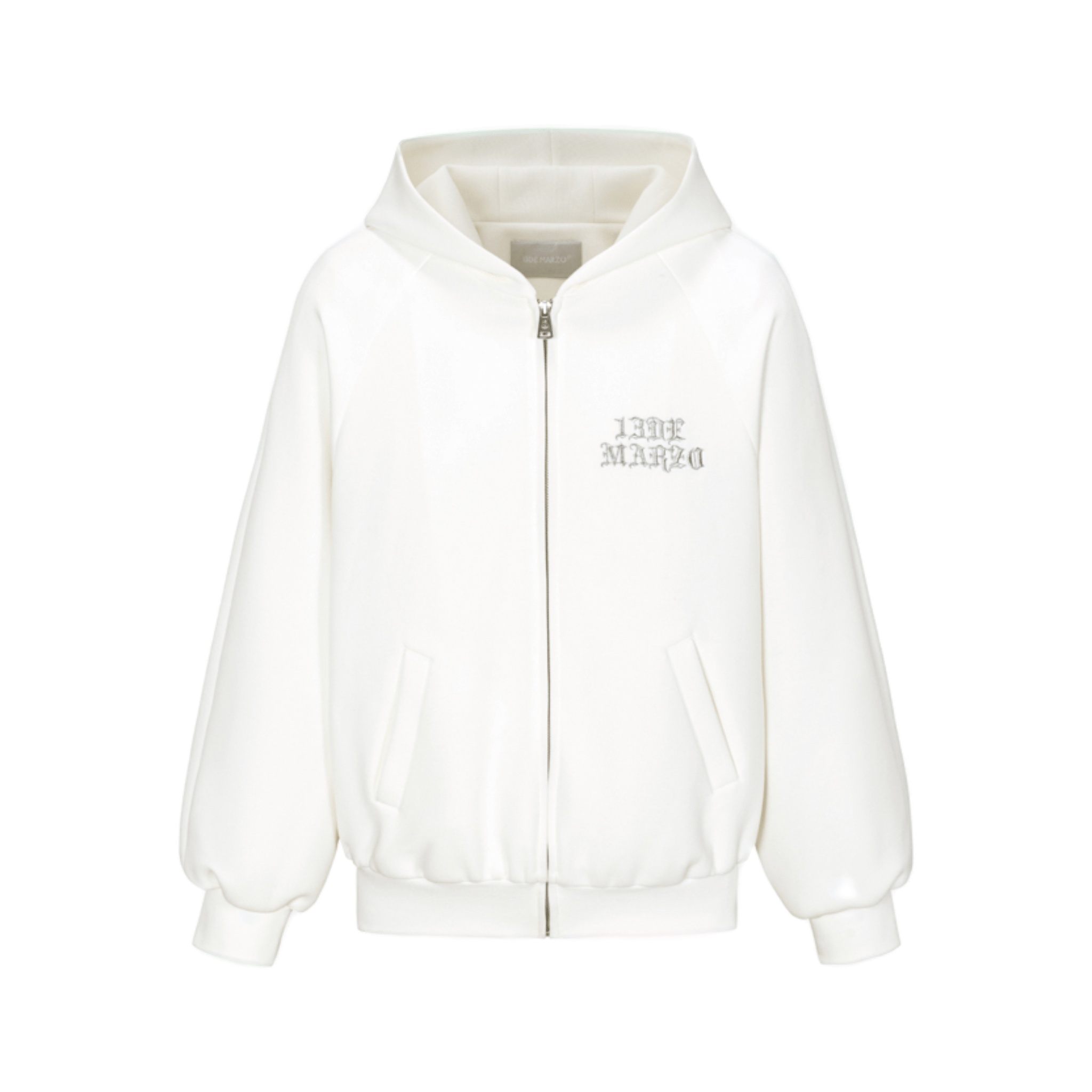 13DE MARZO Angel Devil Bear Tweed Hoodie in White | MADAX