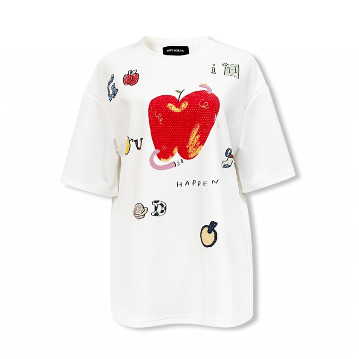 NOT FOR US Apple Print Short Sleeves in White | MADAX