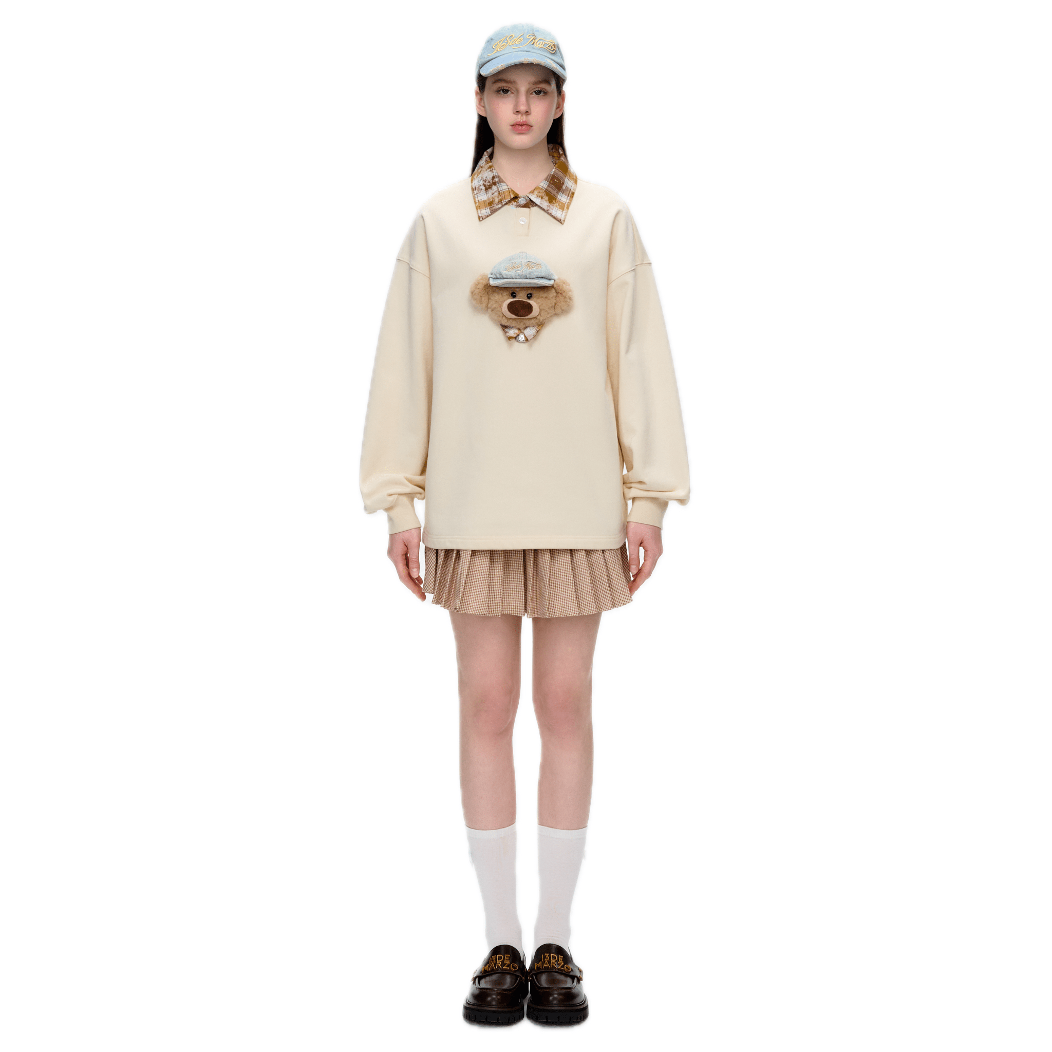 13DE MARZO Apricot - colored 3D Bear Hooded Pullover Sweatshirt | MADAX