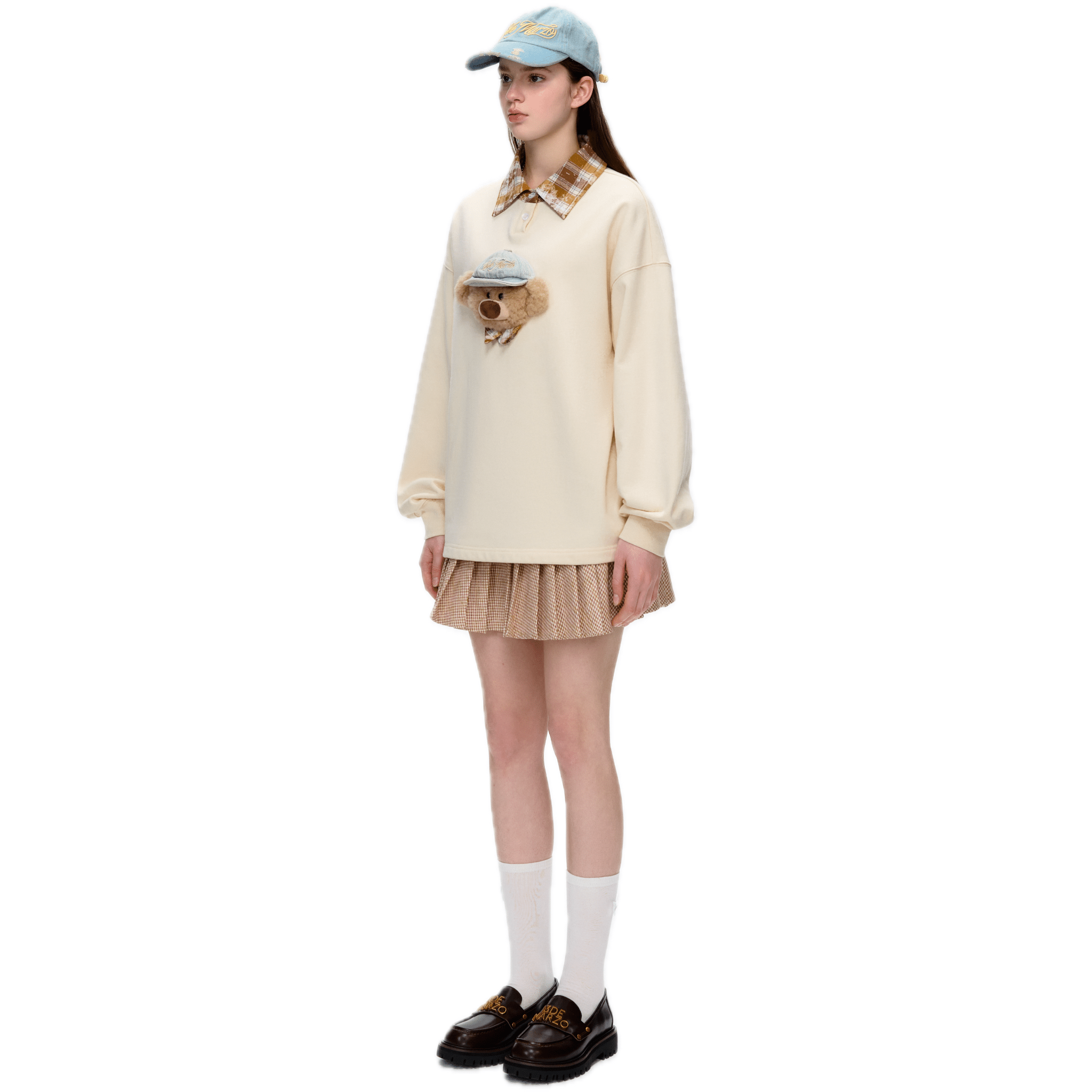 13DE MARZO Apricot - colored 3D Bear Hooded Pullover Sweatshirt | MADAX