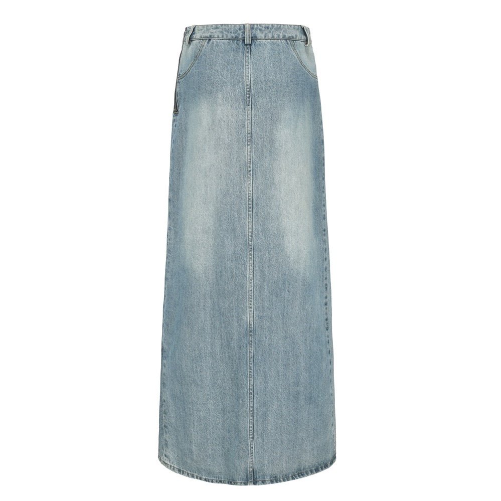 NECESSARY ANANKE Asymmetric Denim MAXI Skirt | MADA IN CHINA