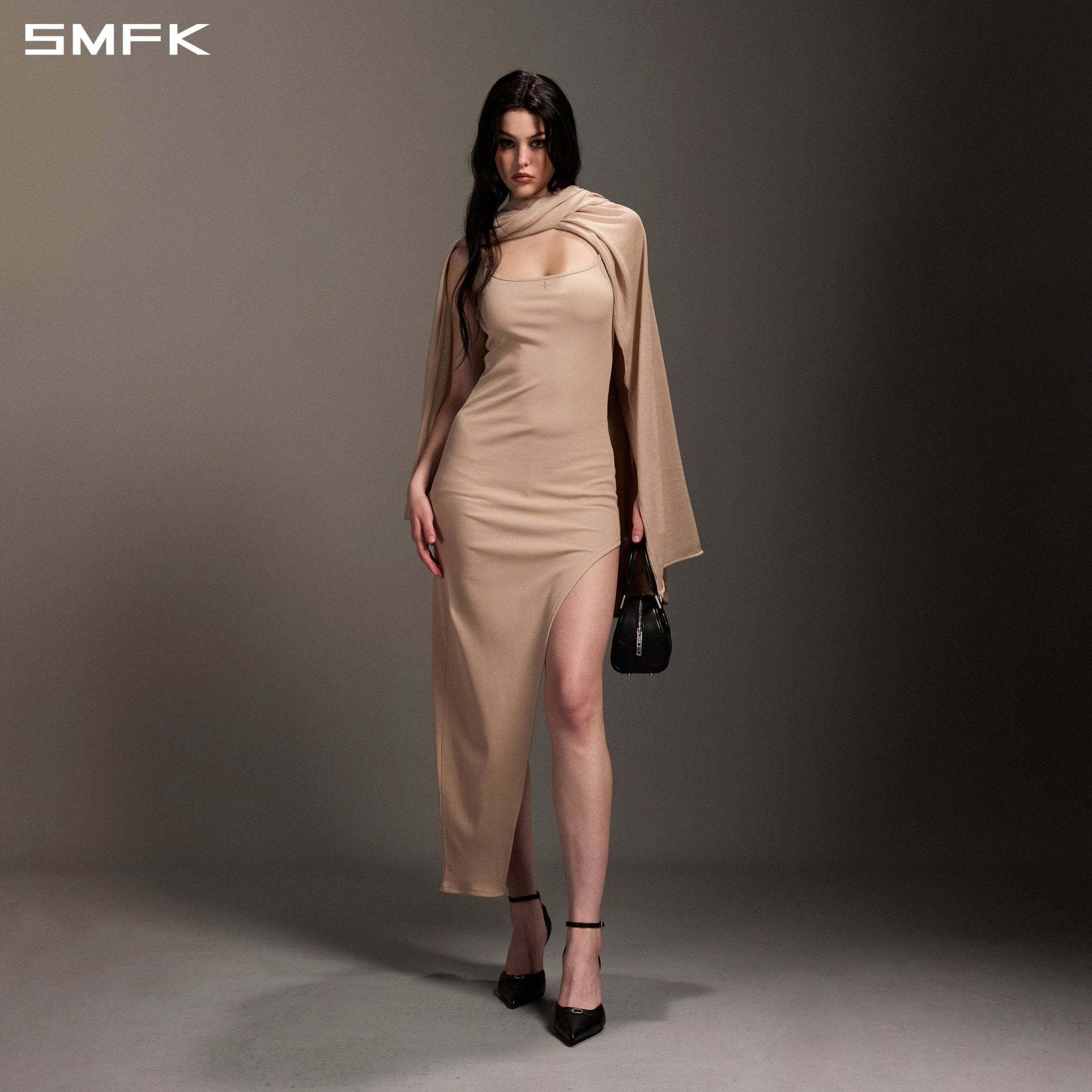 SMFK Asymmetrical Camisole Dress in Skin Tone | MADAX