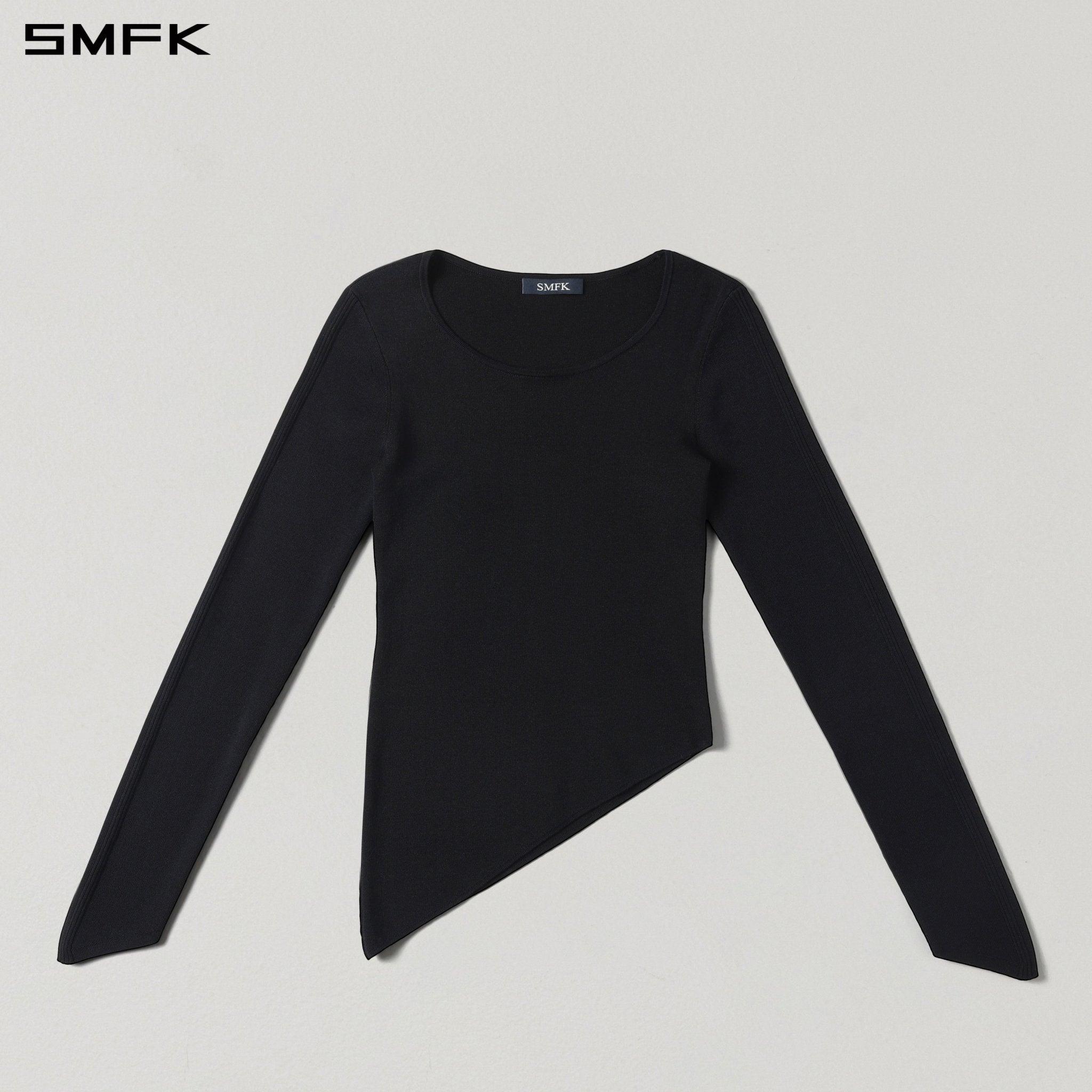SMFK Asymmetrical Knit Top in Black | MADAX