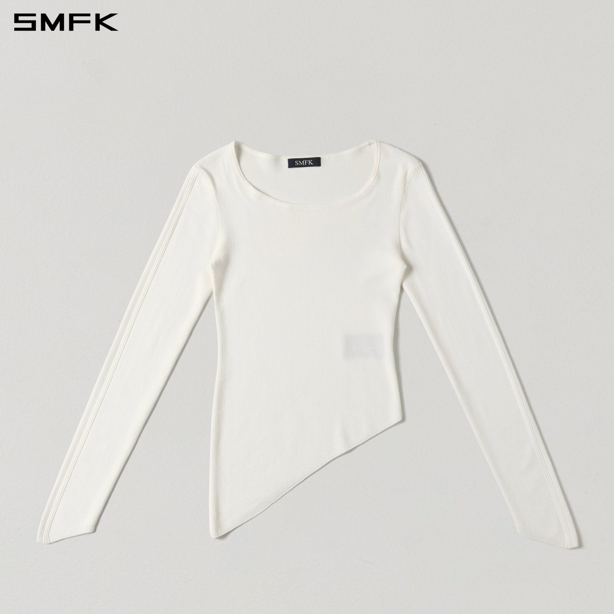 SMFK Asymmetrical Knit Top in White | MADAX