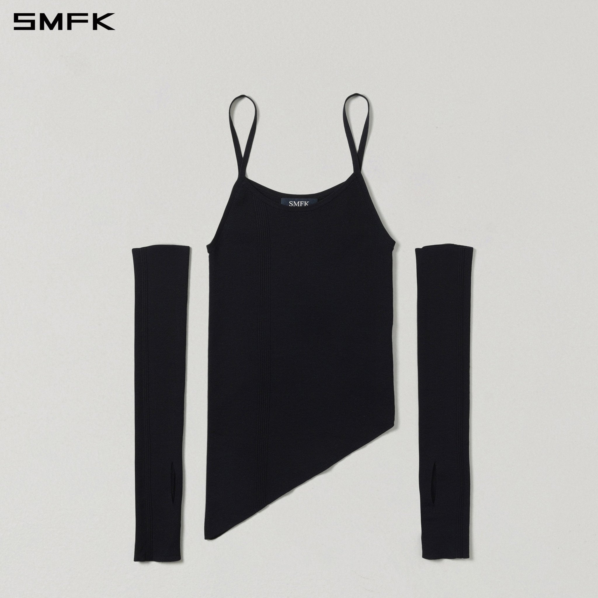 SMFK Asymmetrical Knitted Camisole in Black | MADAX