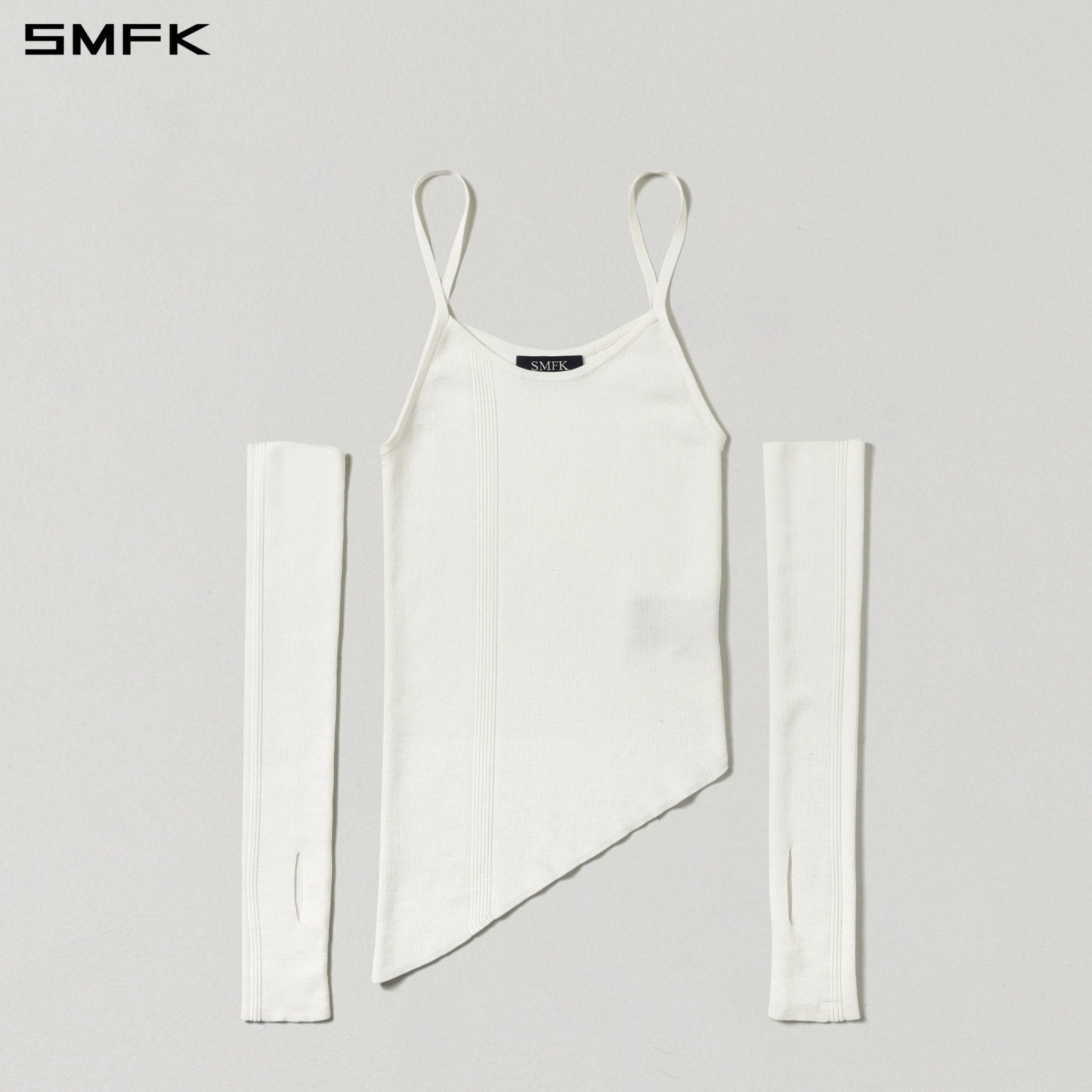SMFK Asymmetrical Knitted Camisole in White | MADAX