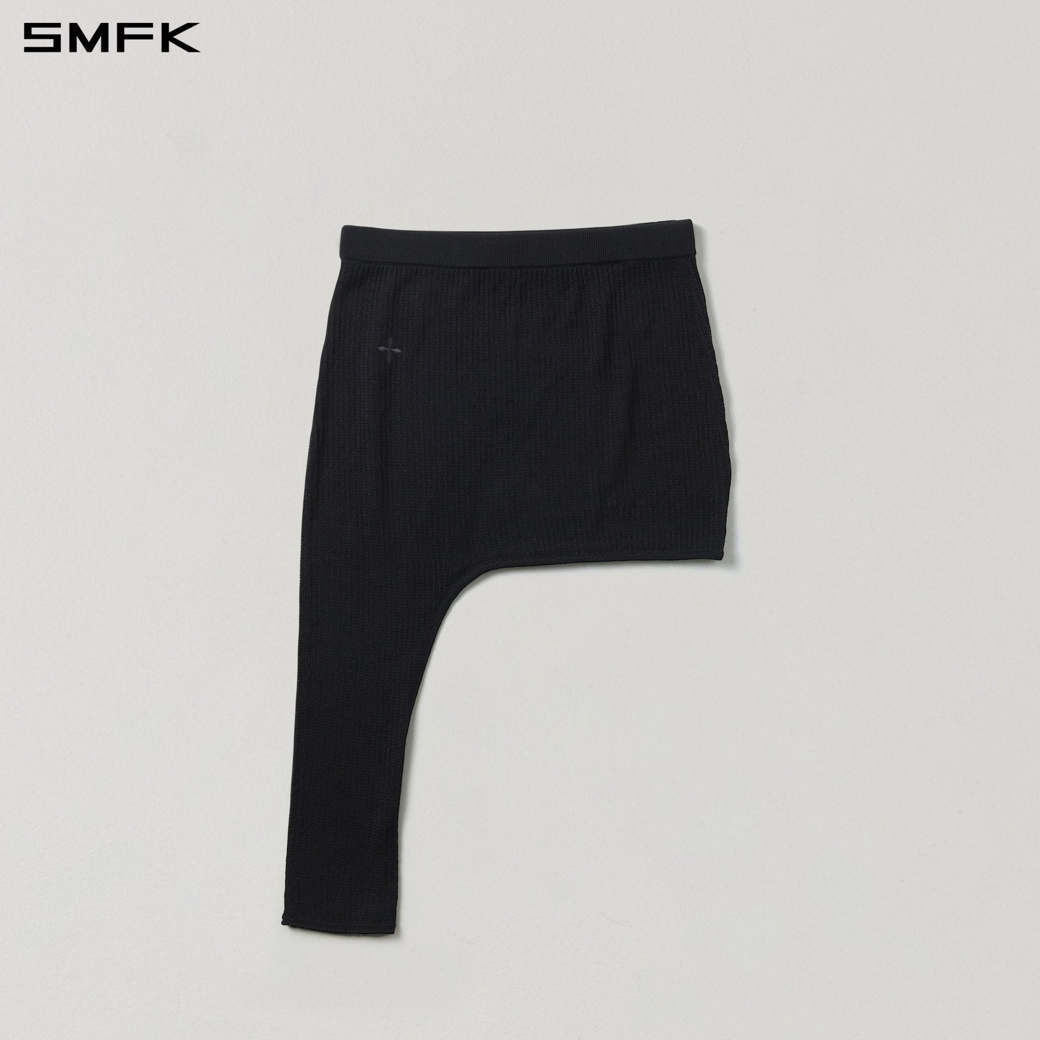 SMFK Asymmetrical Knitted Mini Skirt in Black | MADAX