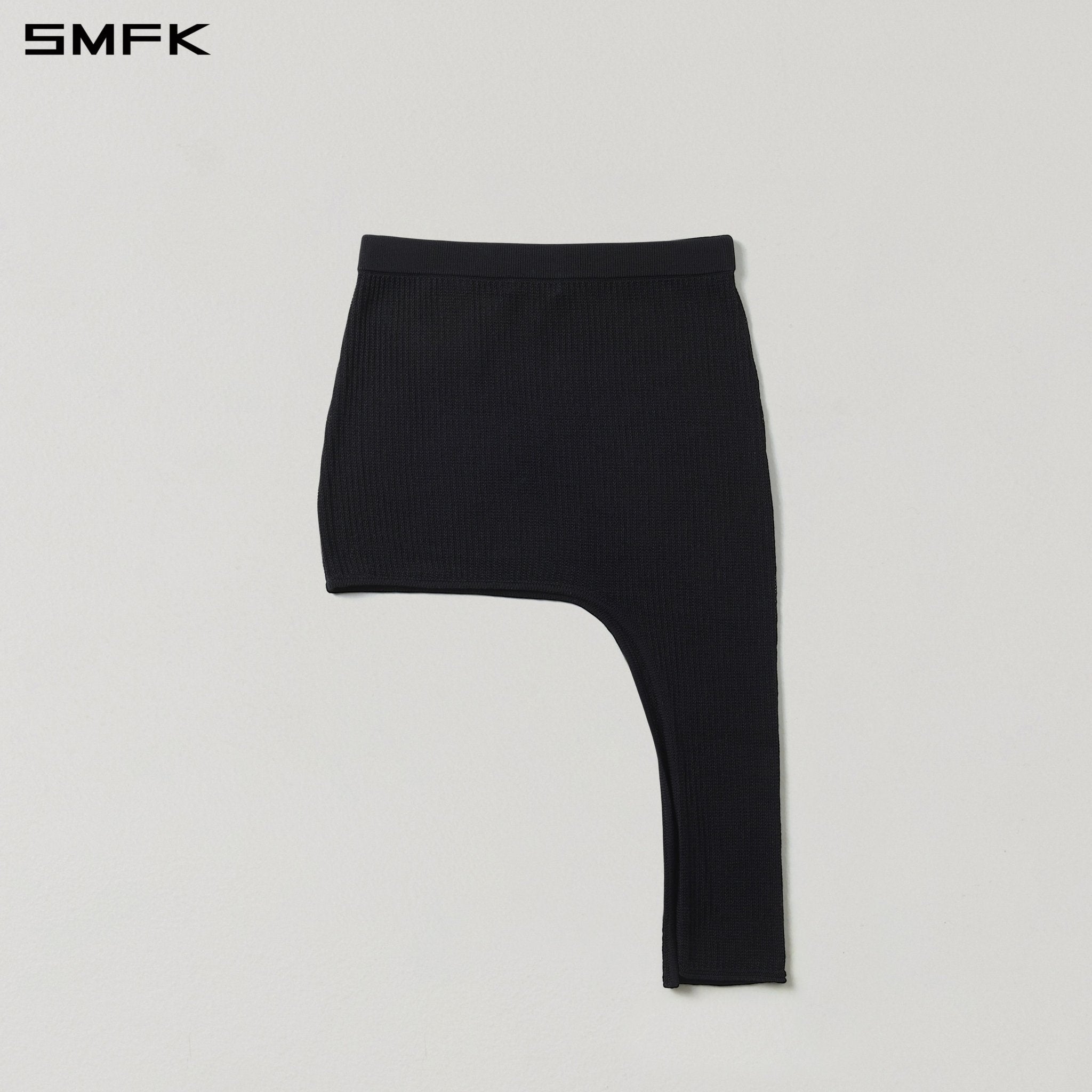 SMFK Asymmetrical Knitted Mini Skirt in Black | MADAX