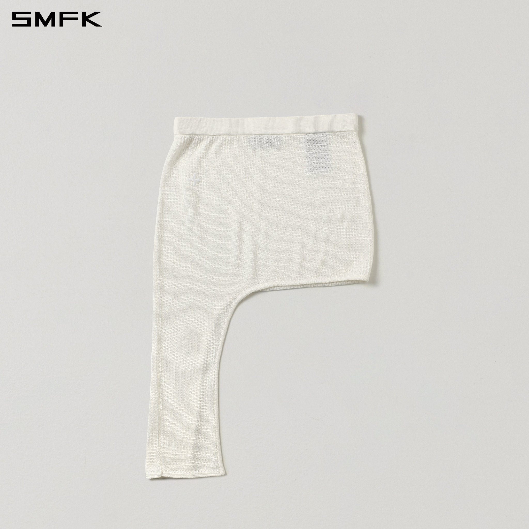 SMFK Asymmetrical Knitted Mini Skirt in White | MADAX