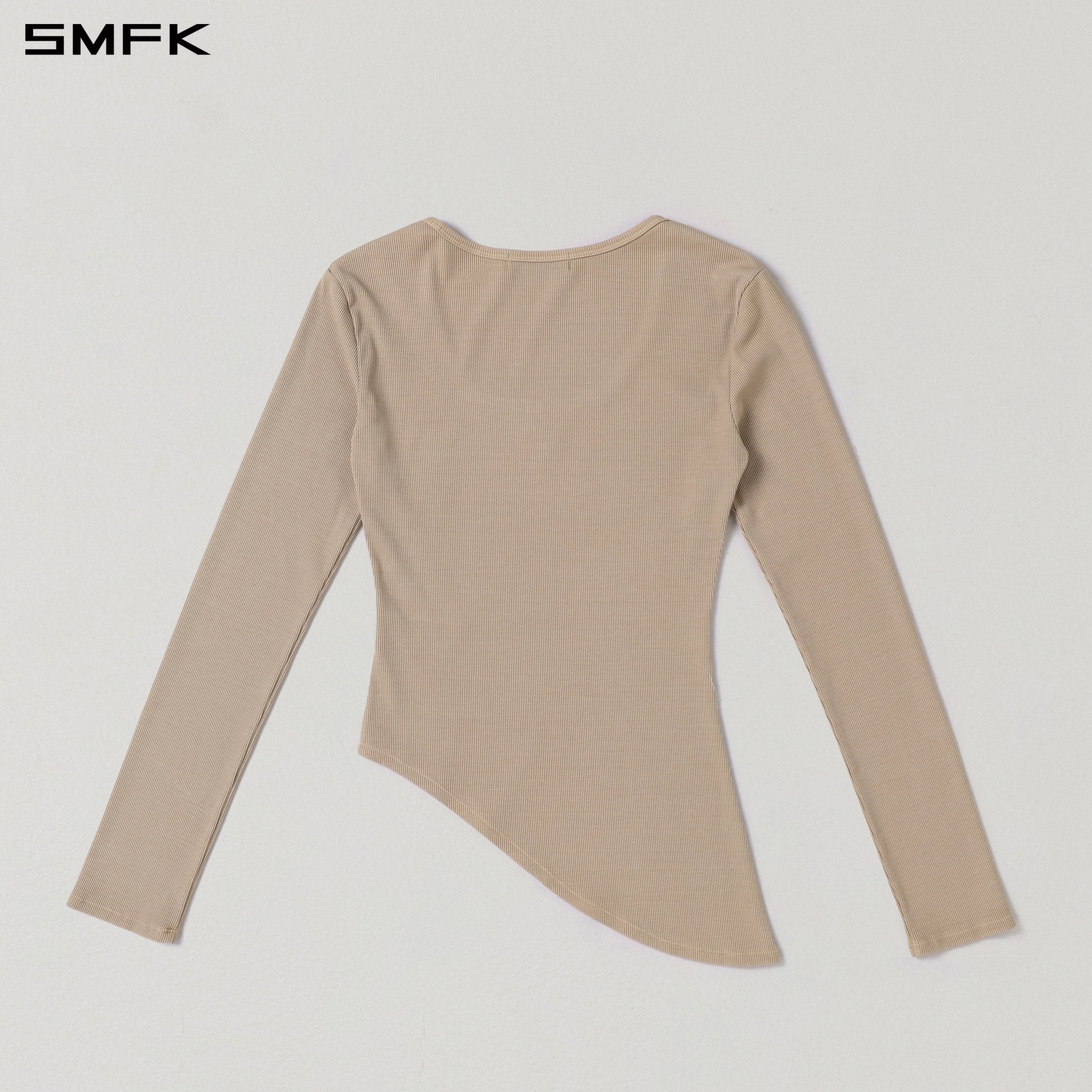SMFK Asymmetrical Long-Sleeved Top in Skin Tone | MADAX