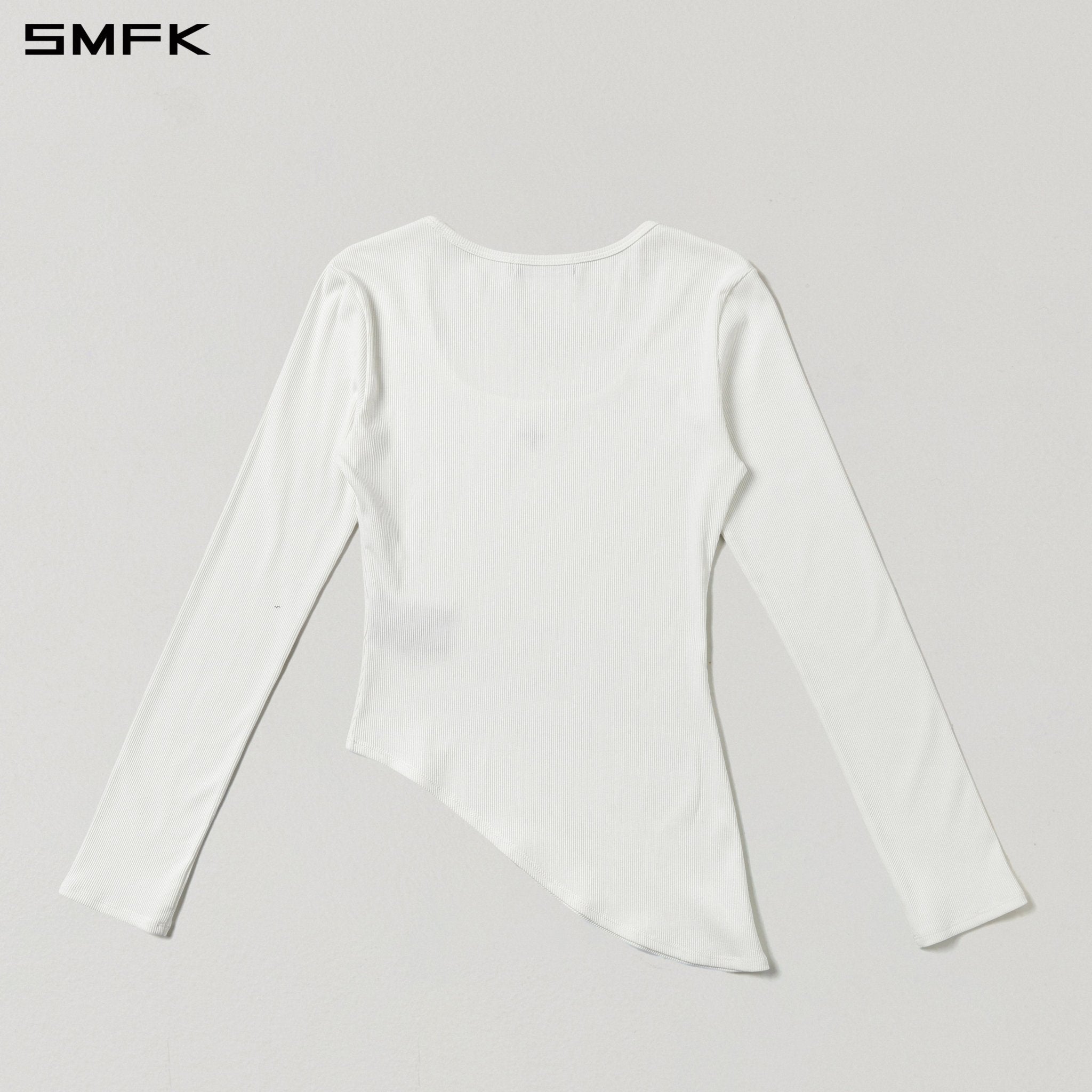 SMFK Asymmetrical Long-Sleeved Top in White | MADAX