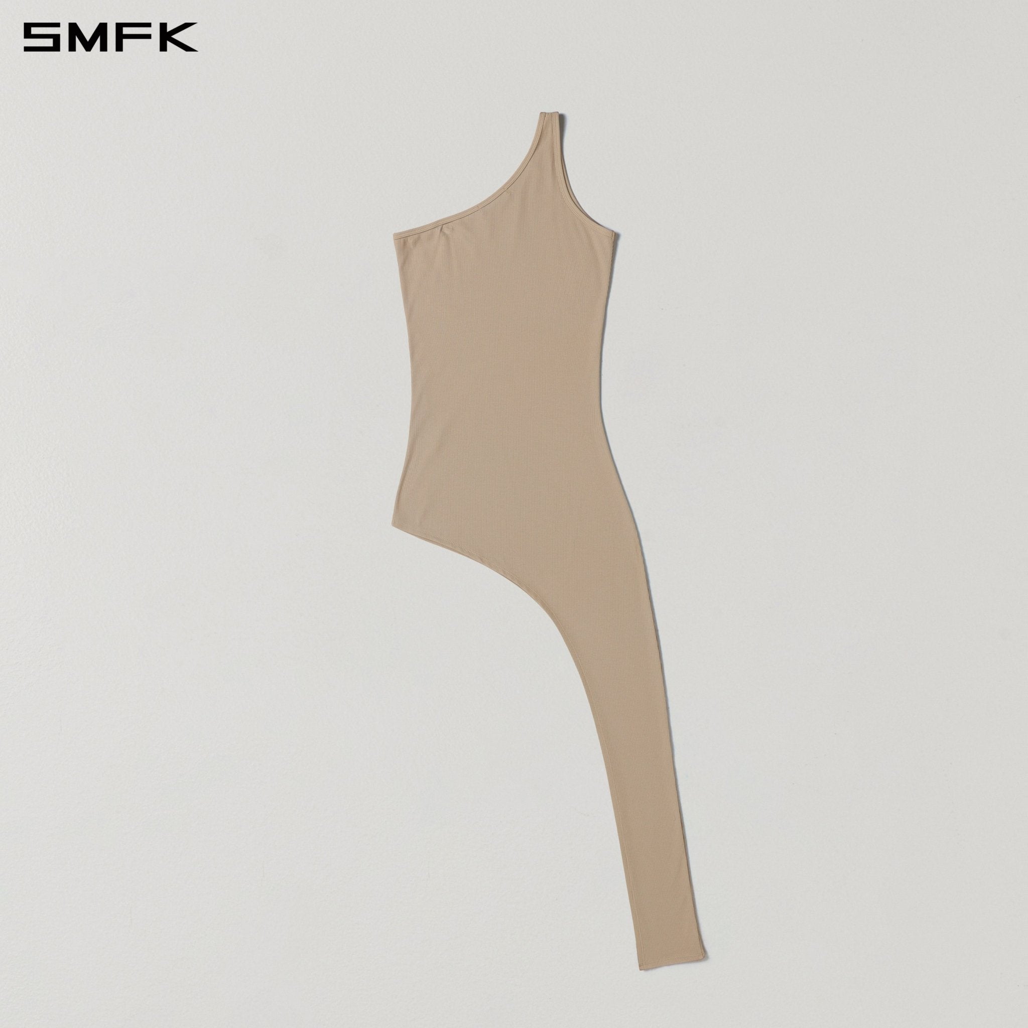 SMFK Asymmetrical One-Shoulder Long Dress in Skin Tone | MADAX