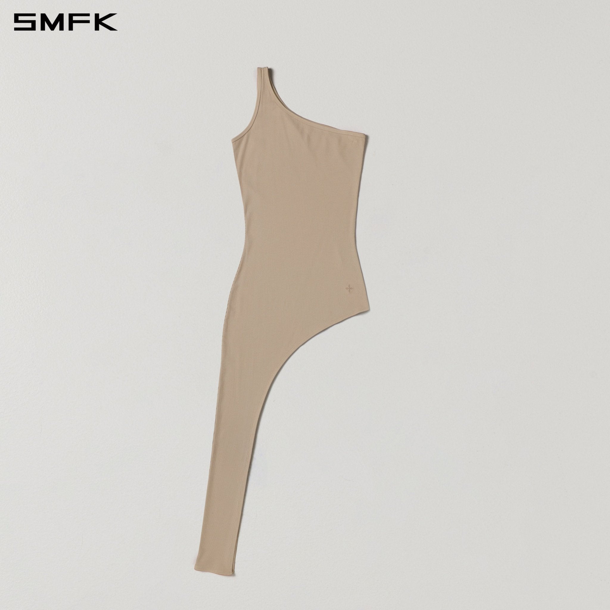 SMFK Asymmetrical One-Shoulder Long Dress in Skin Tone | MADAX