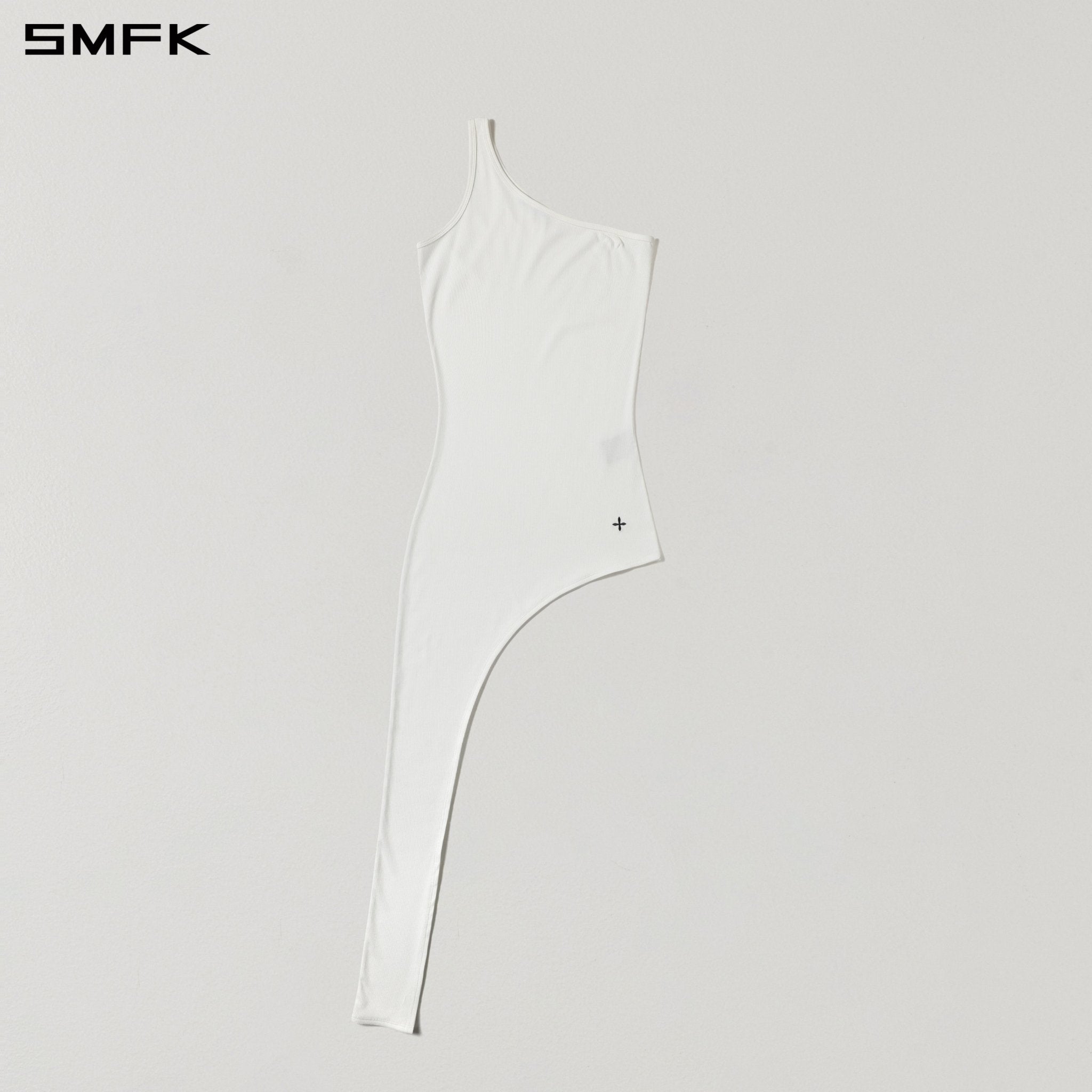SMFK Asymmetrical One-Shoulder Long Dress in White | MADAX